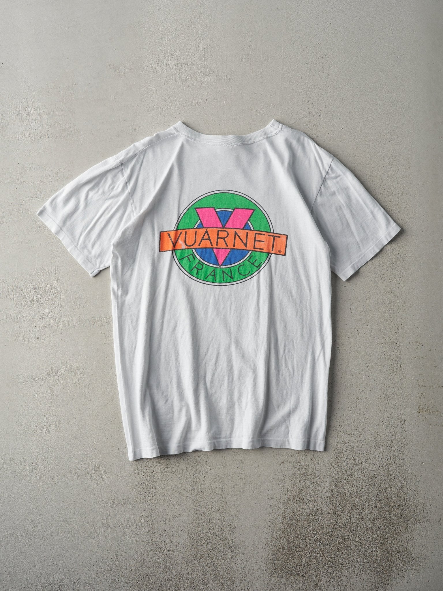 Vintage 90s White Vuarnet France Neon Logo Tee (S)