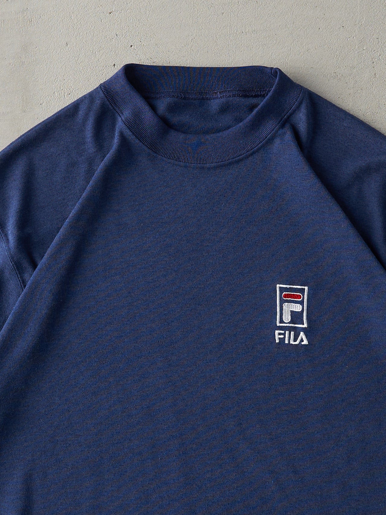 Vintage 90s Navy Blue Fila Embroidered Logo Tee (M)