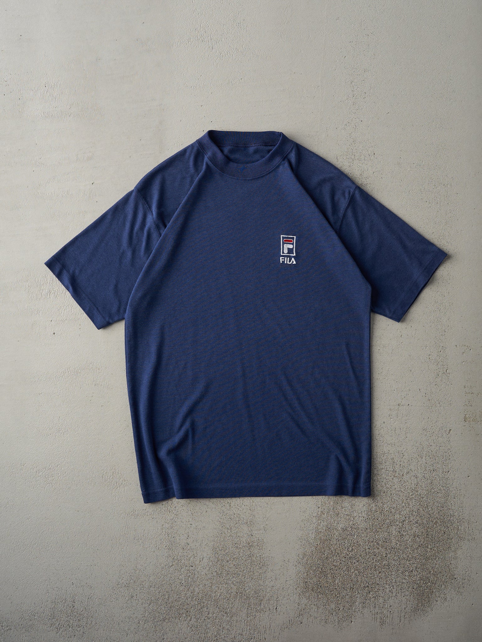 Vintage 90s Navy Blue Fila Embroidered Logo Tee (M)