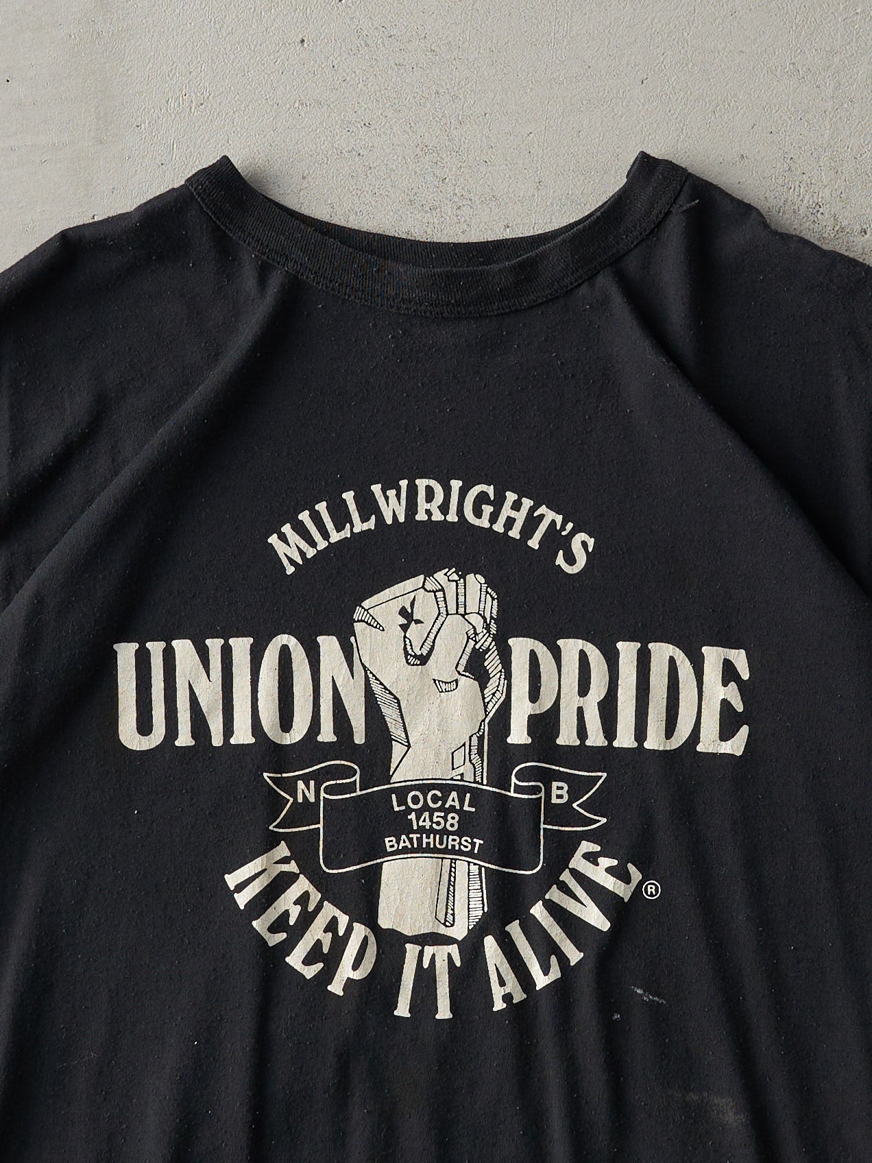 Vintage 80s Black Millwright's Union Pride Tee (M)