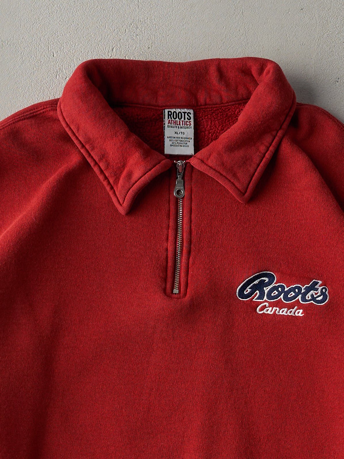 Vintage 90s Red Roots Athletics Quarter Zip Boxy Crewneck (XL)