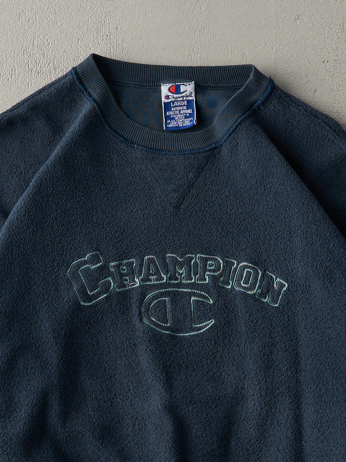 Vintage 90s Navy Blue Champion Inside Out Crewneck (M)