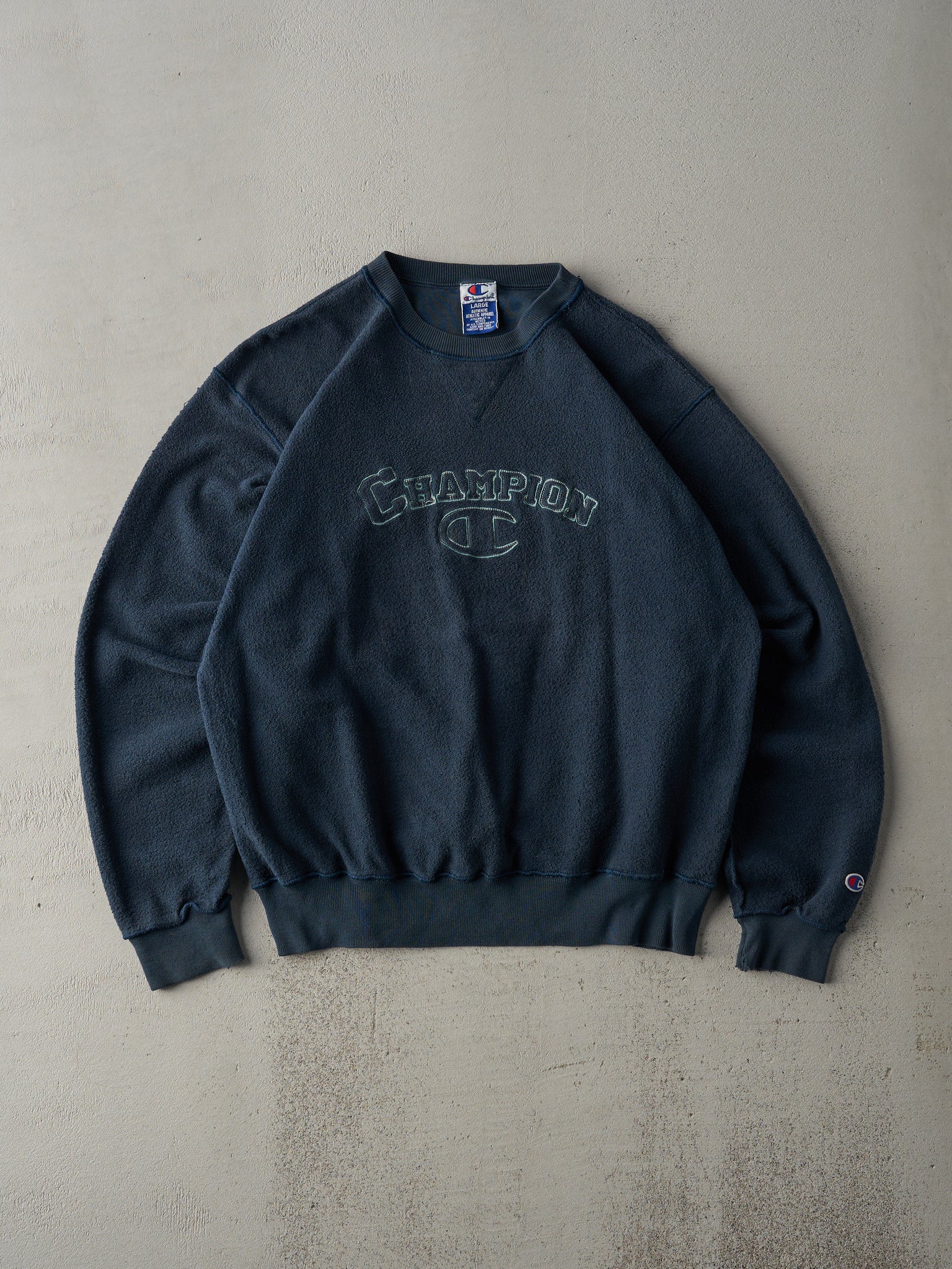 Vintage 90s Navy Blue Champion Inside Out Crewneck (M)