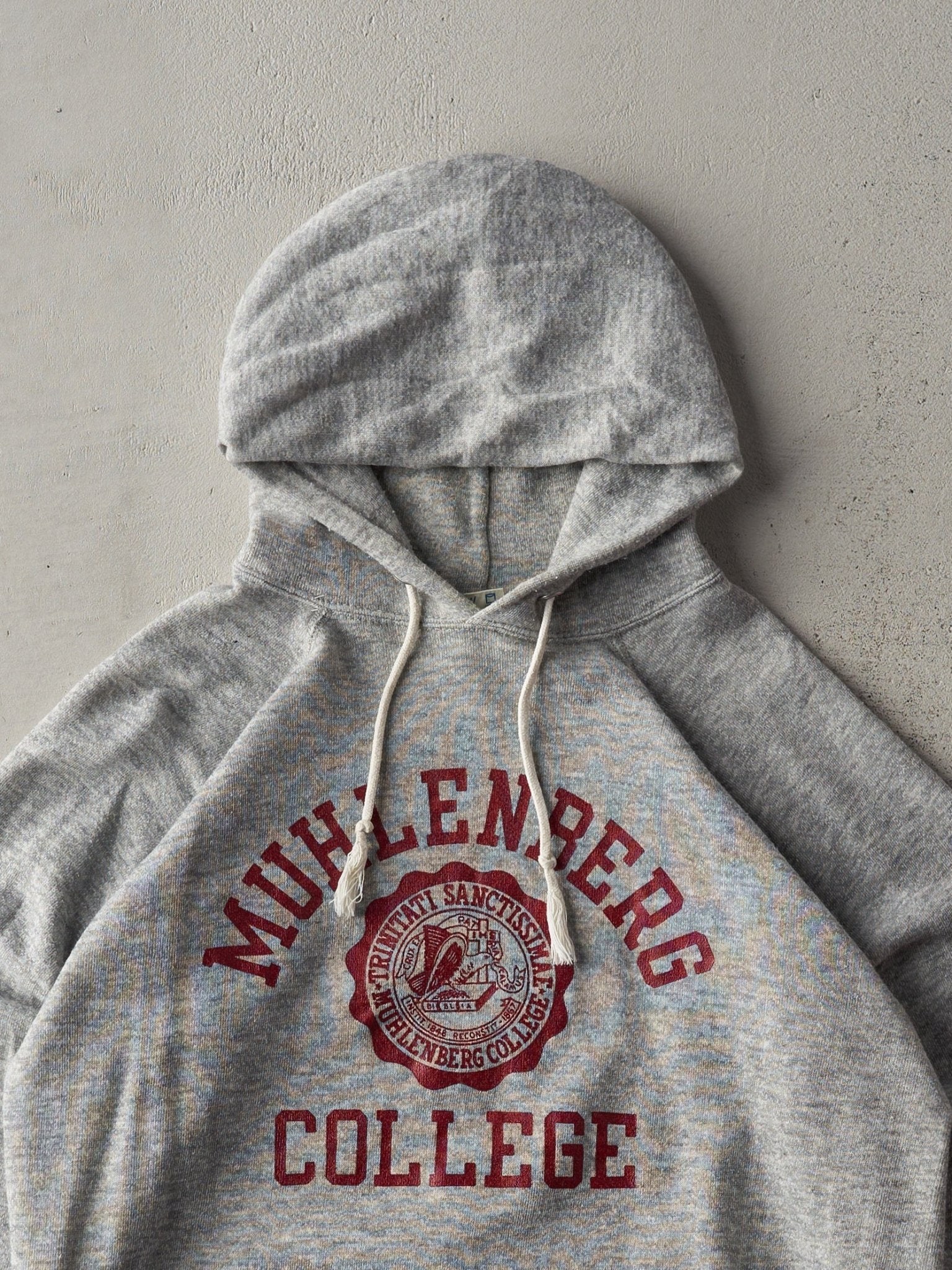 Vintage 80s Heather Grey Champion Muhlenberg College Hoodie (M)
