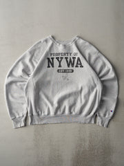 Vintage Y2K Heather Grey Champions Reverse Weave NYWA Wrestling Boxy Crewneck (L)