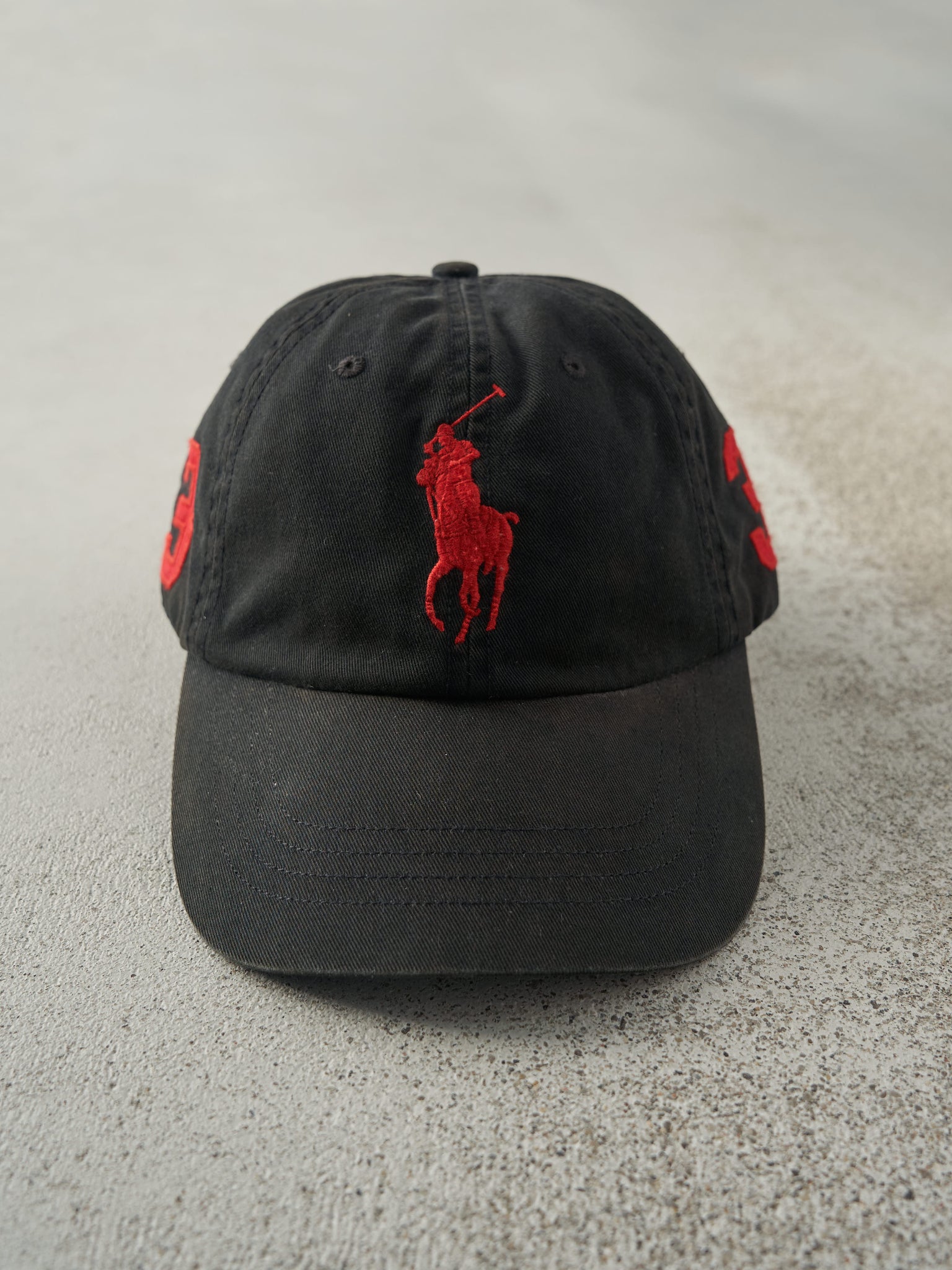 Vintage 90s Black & Red Embroidered Polo Ralph Lauren Strap Back Hat