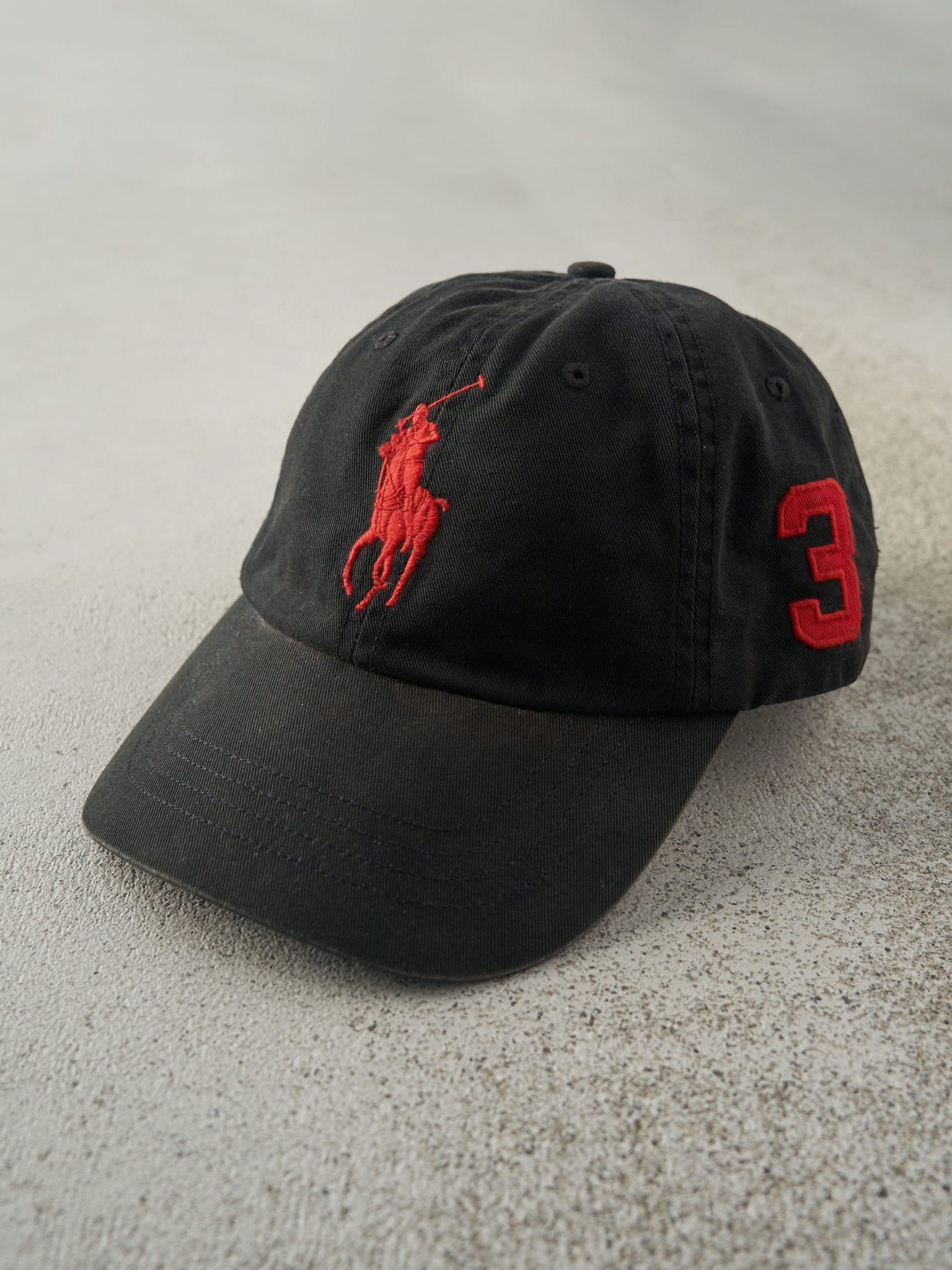 Vintage 90s Black & Red Embroidered Polo Ralph Lauren Strapback Hat