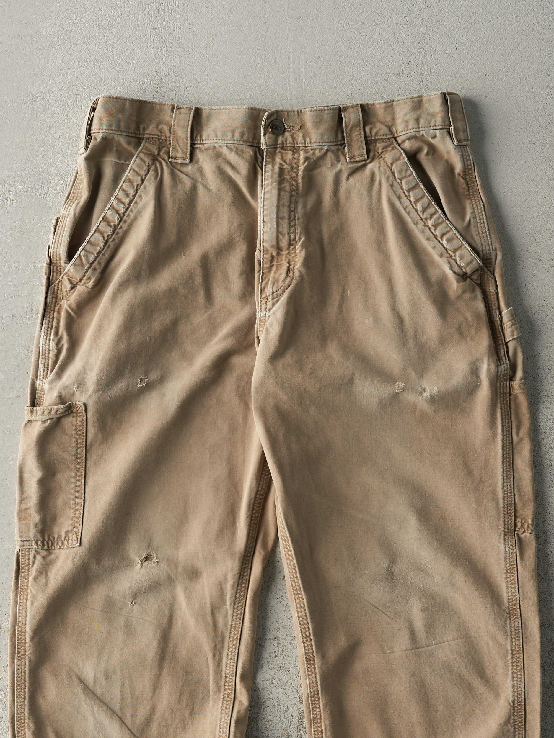 Vintage Y2K Beige Carhartt Dungaree Fit Lightweight Carpenter Pants (33x31)