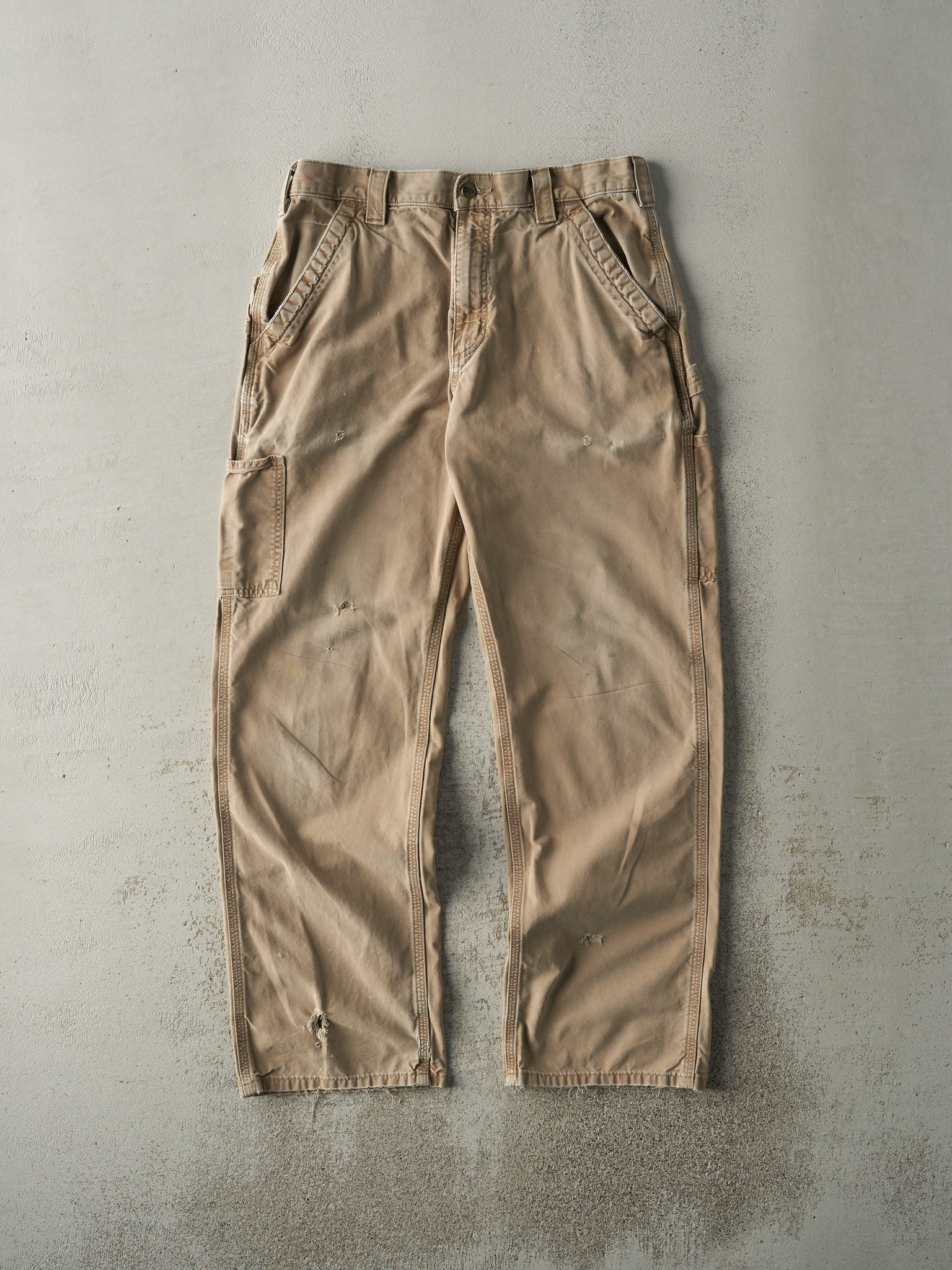 Vintage Y2K Beige Carhartt Dungaree Fit Lightweight Carpenter Pants (33x31)