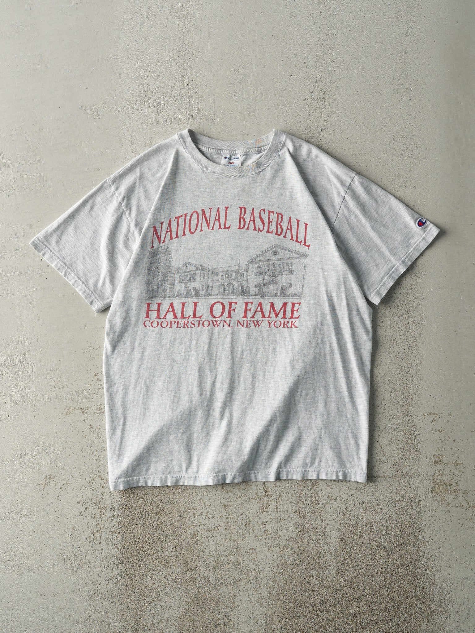 Vintage 90s Heather Grey Cooperstown Baseball Hall of Fame Tee (M)