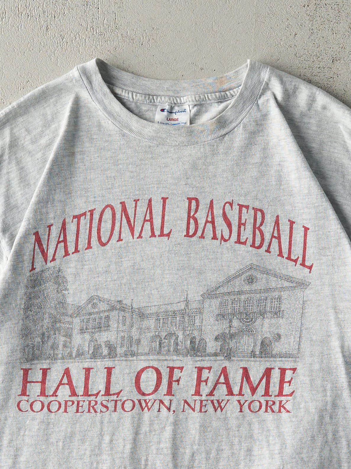 Vintage 90s Heather Grey Cooperstown Baseball Hall of Fame Tee (M)