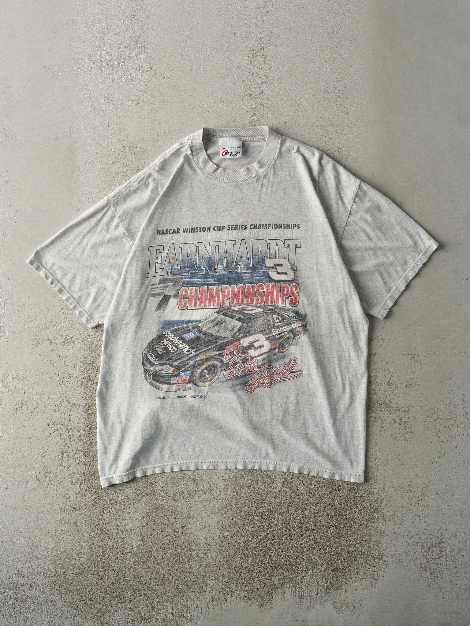 Vintage 90s Heather Grey Dale Earnhardt Nascar Racing Tee (L)