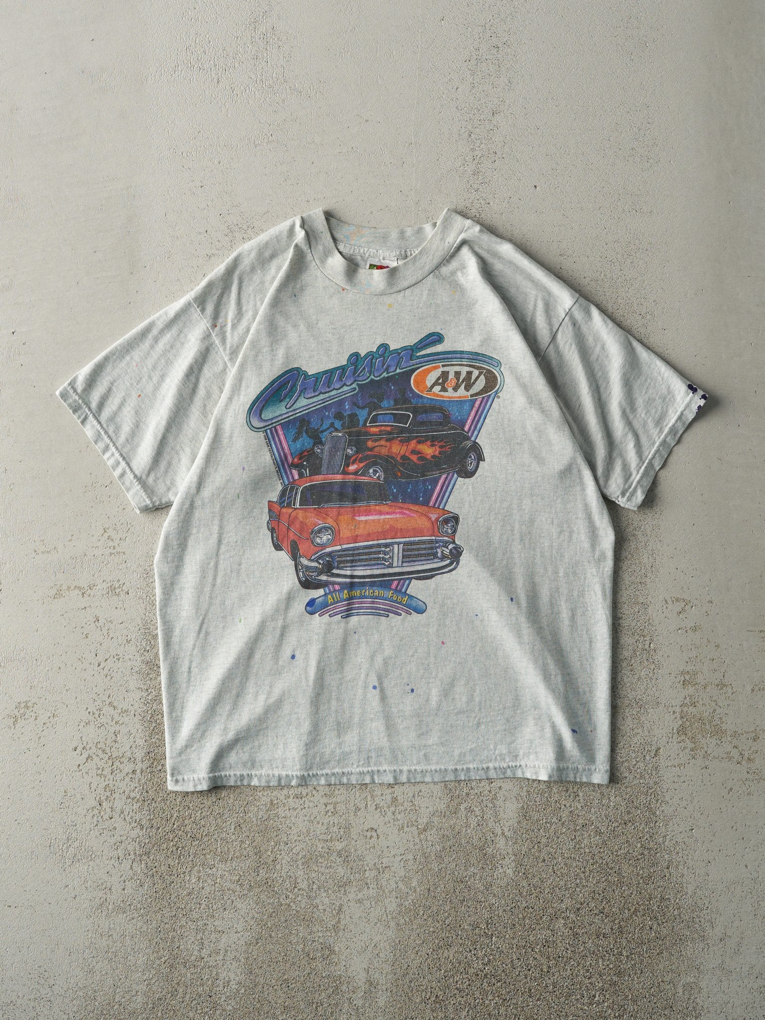 Vintage 98' Heather Grey A&W Classic Cars Tee (M)