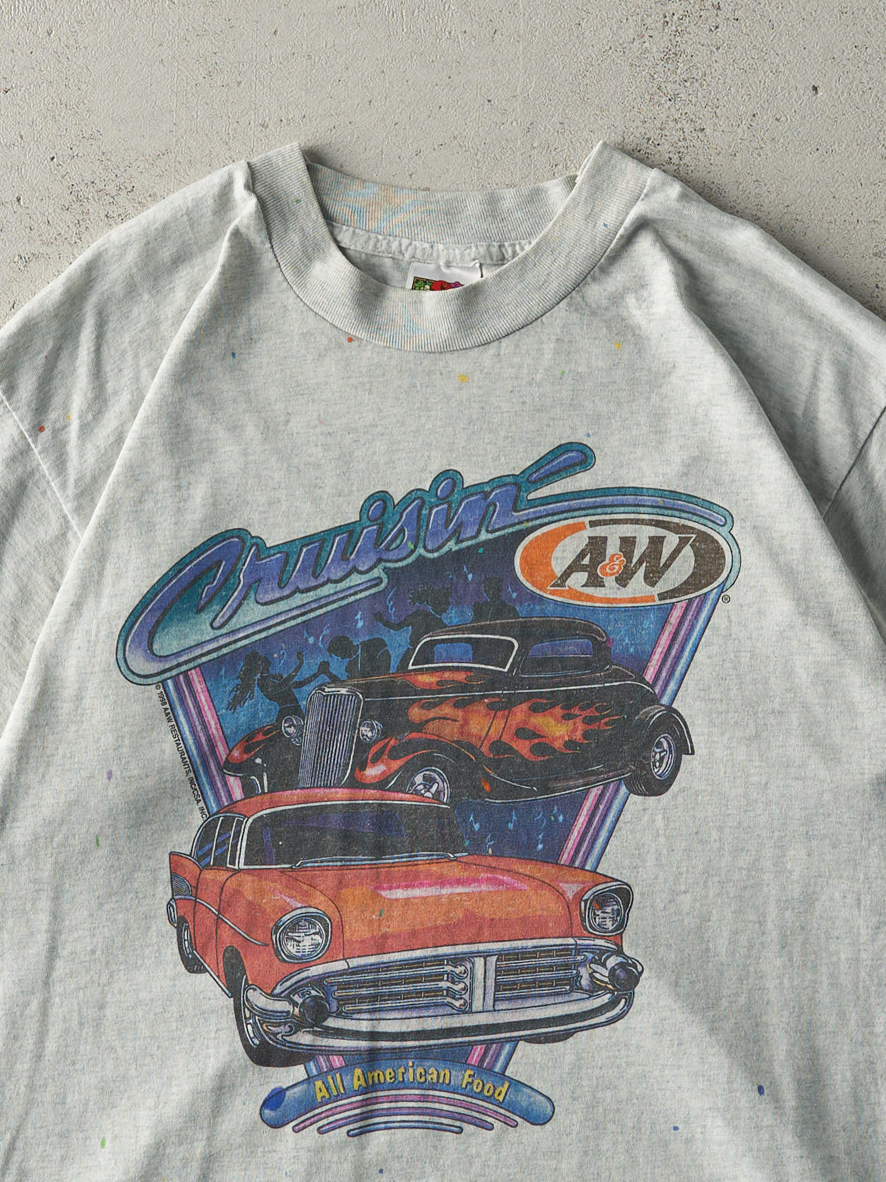 Vintage 98' Heather Grey A&W Classic Cars Tee (M)