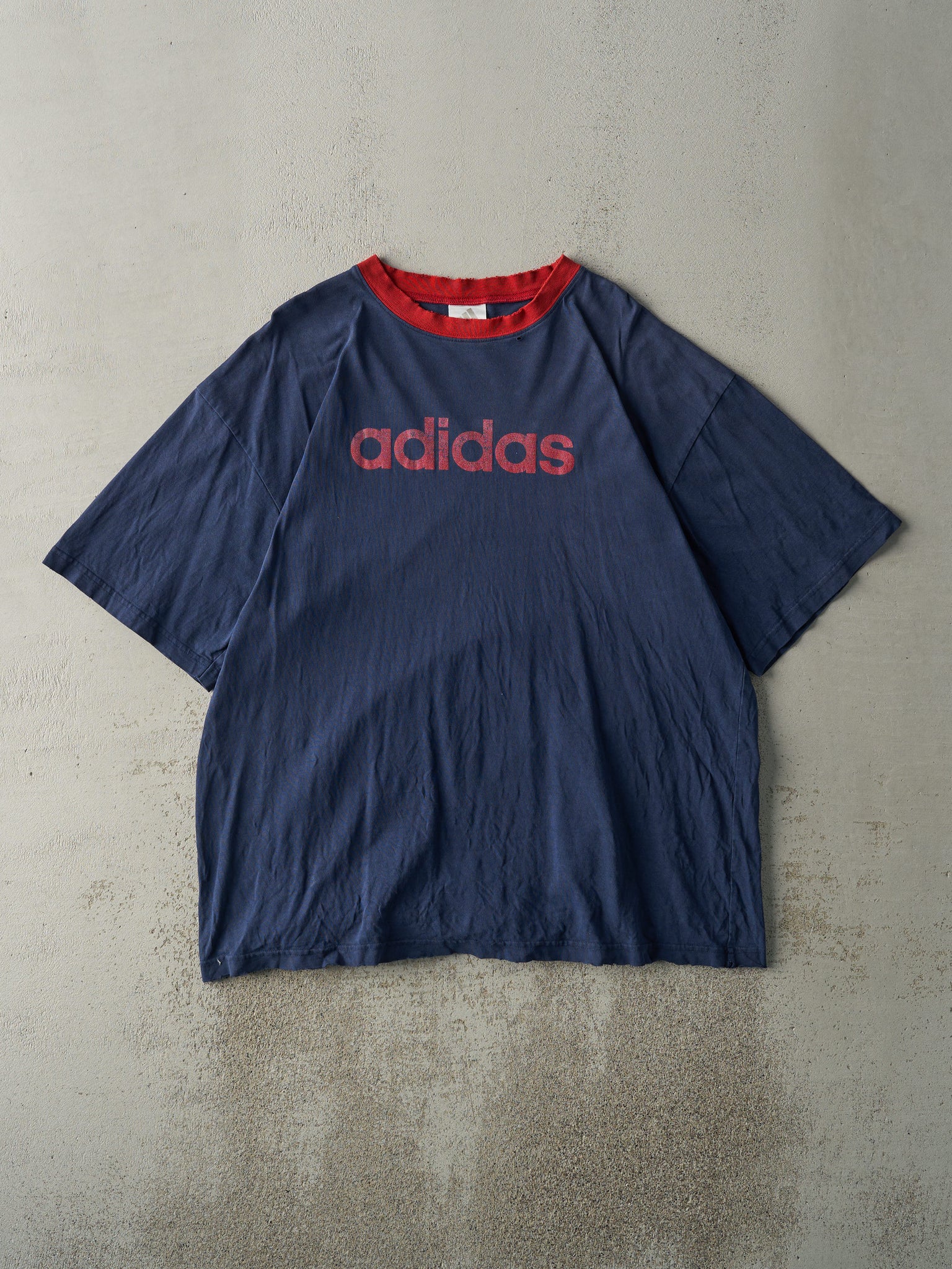 Vintage Y2K Navy Blue & Red Adidas Tee (L)