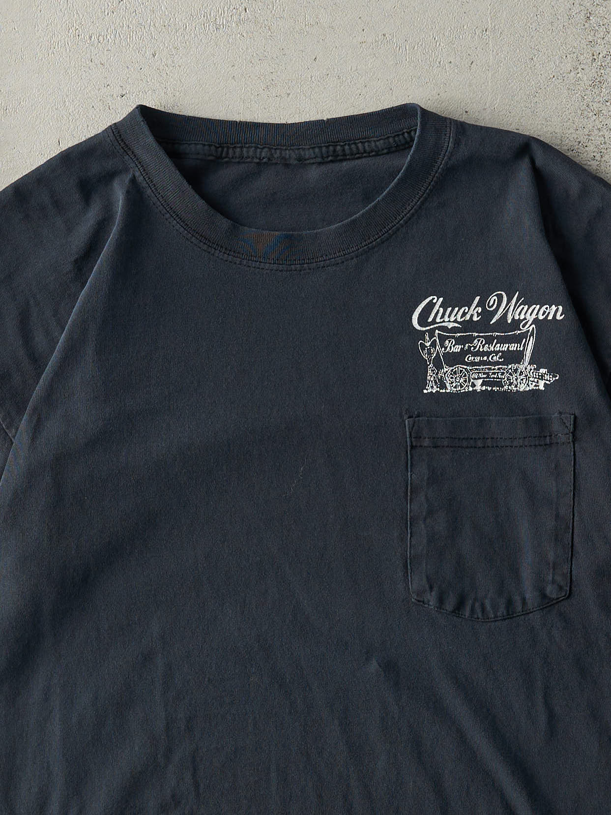 Vintage Y2K Faded Black Chuck Wagon Pocket Tee (M)