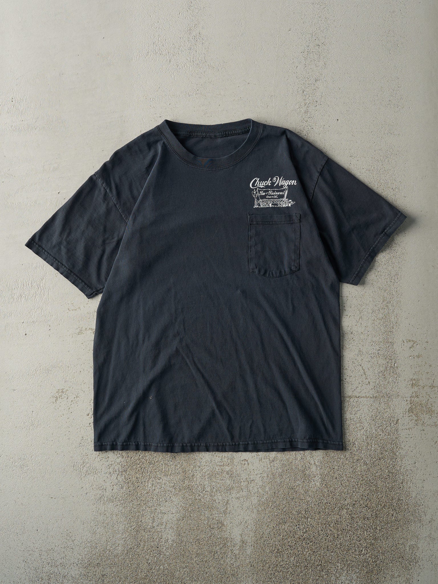 Vintage Y2K Faded Black Chuck Wagon Pocket Tee (M)