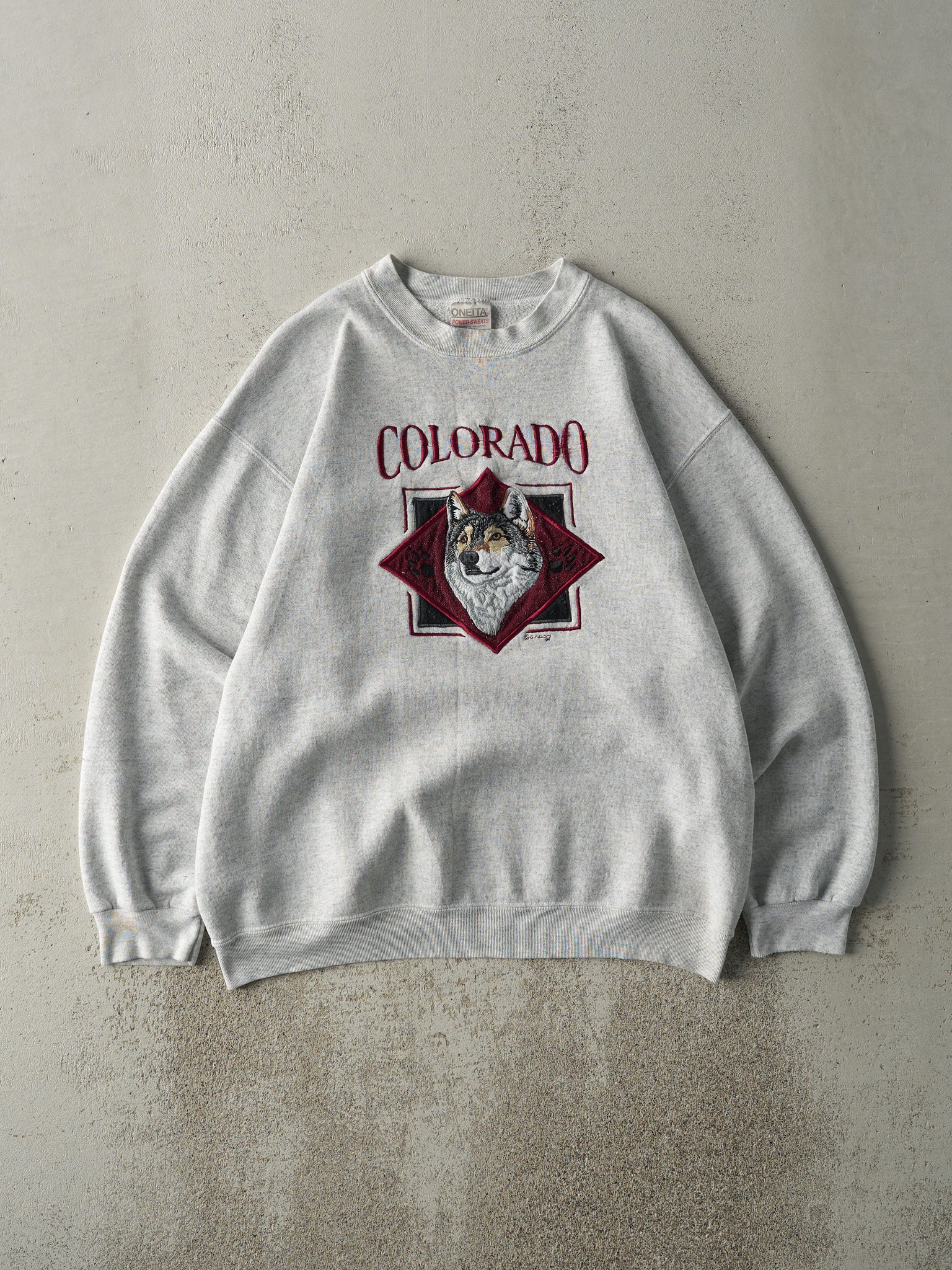 Vintage 94' Heather Grey Embroidered Colorado Crewneck (L)