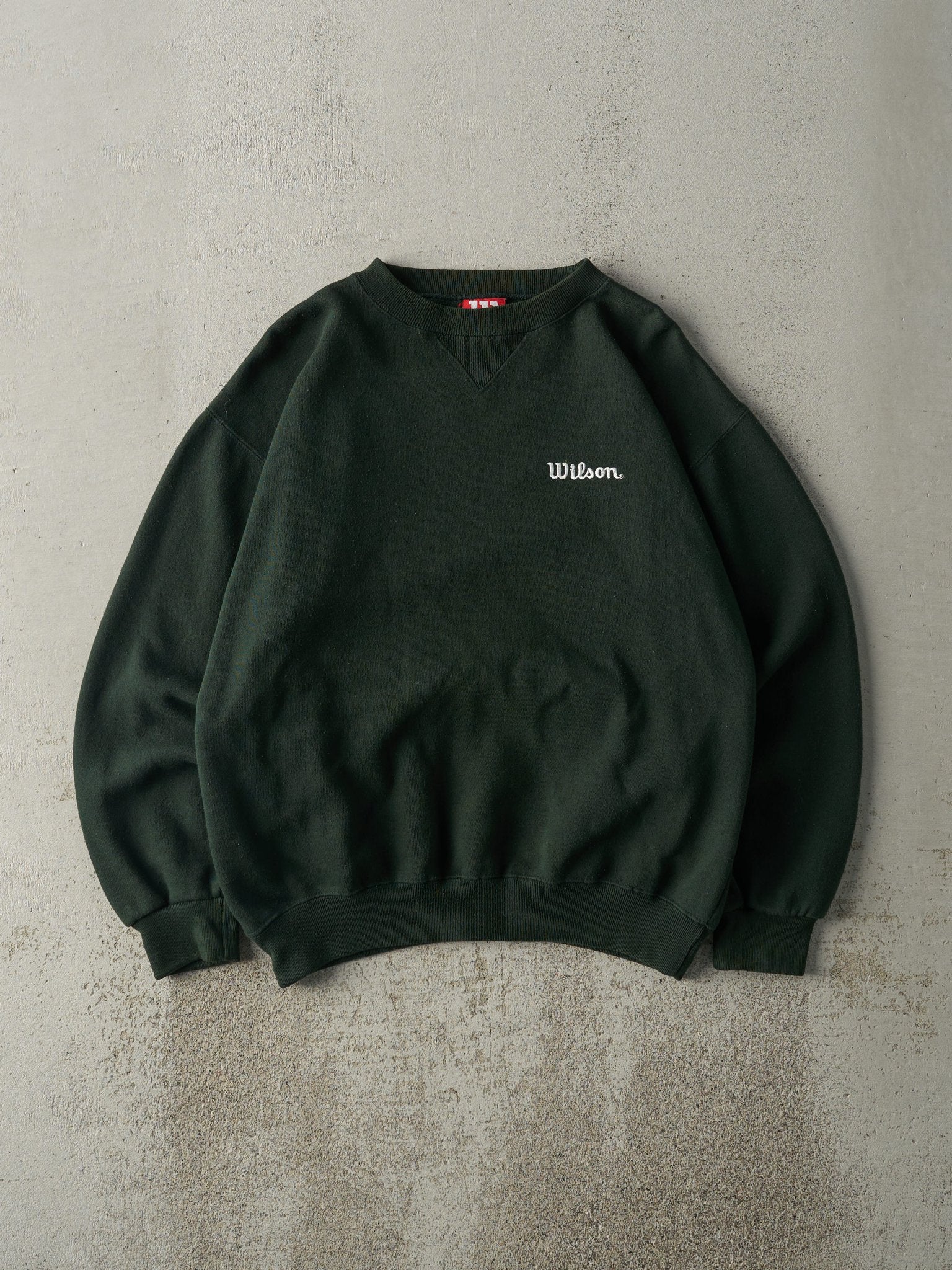 Vintage 90s Forest Green Embroidered Wilson Crewneck (M)