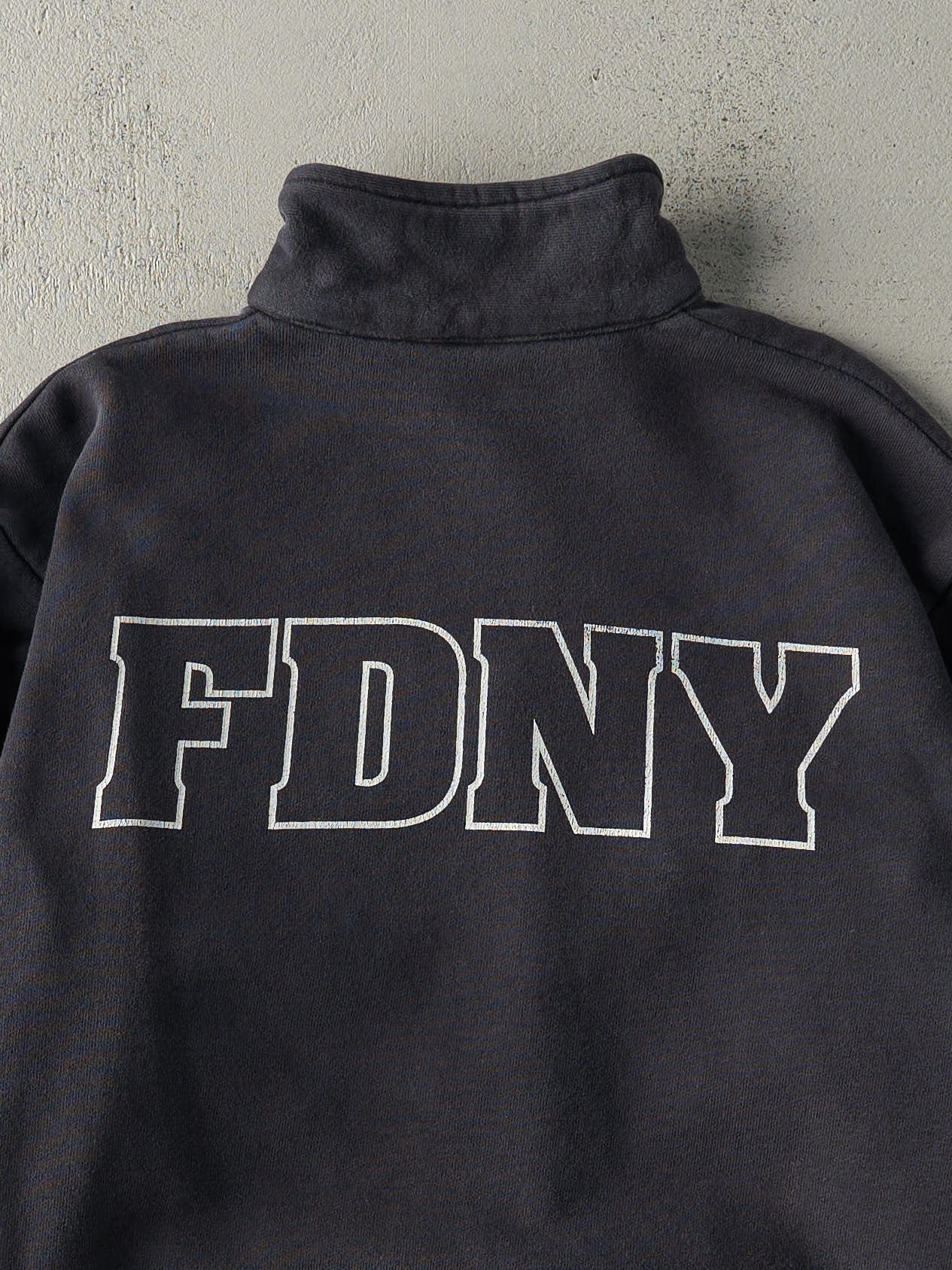 Vintage 90s Navy Blue New York Fire Department Quarter Zip Sweatshirt (M/L)