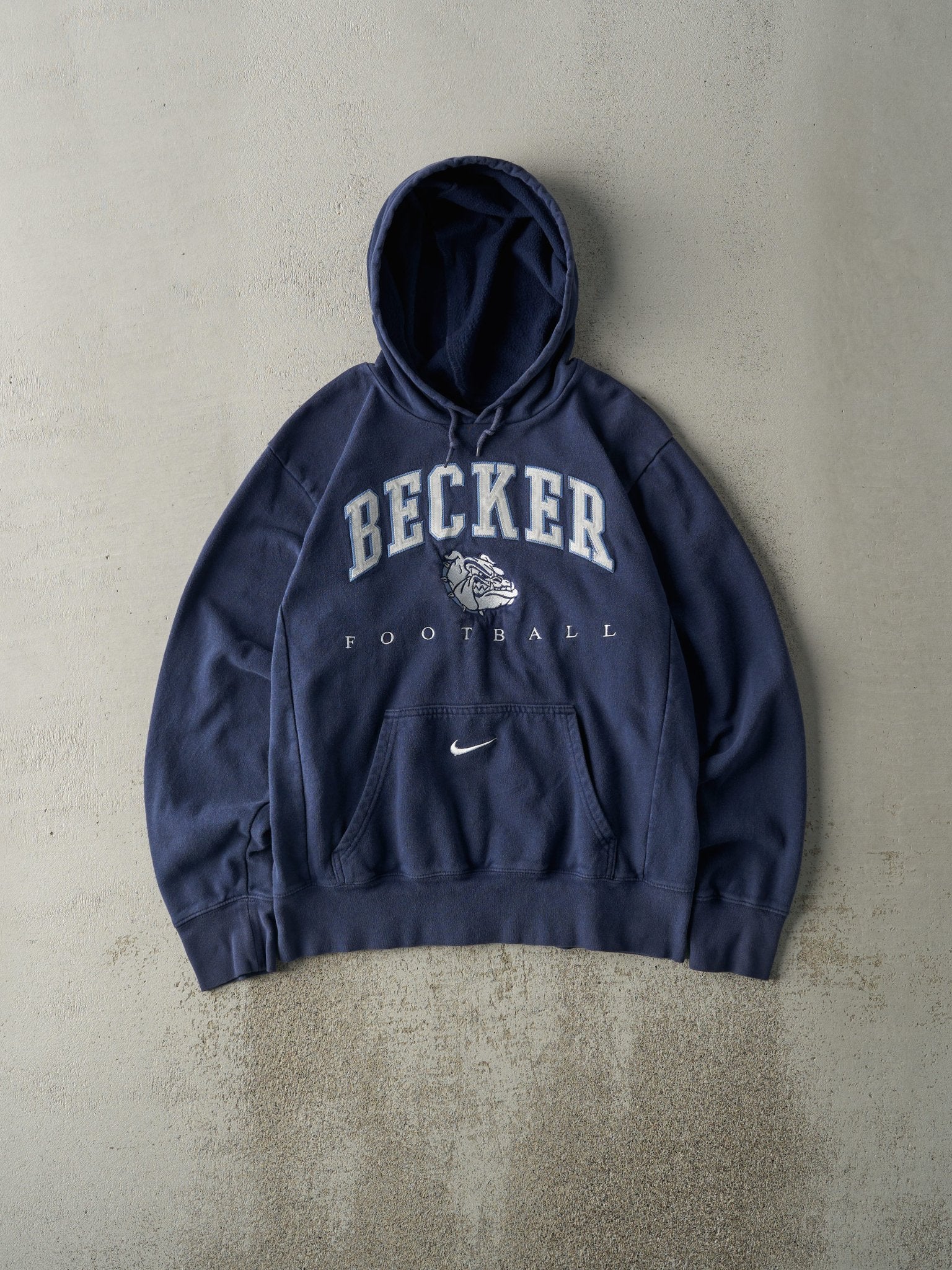 Vintage Y2K Navy Blue Becker Football Nike Swoosh Hoodie (M)