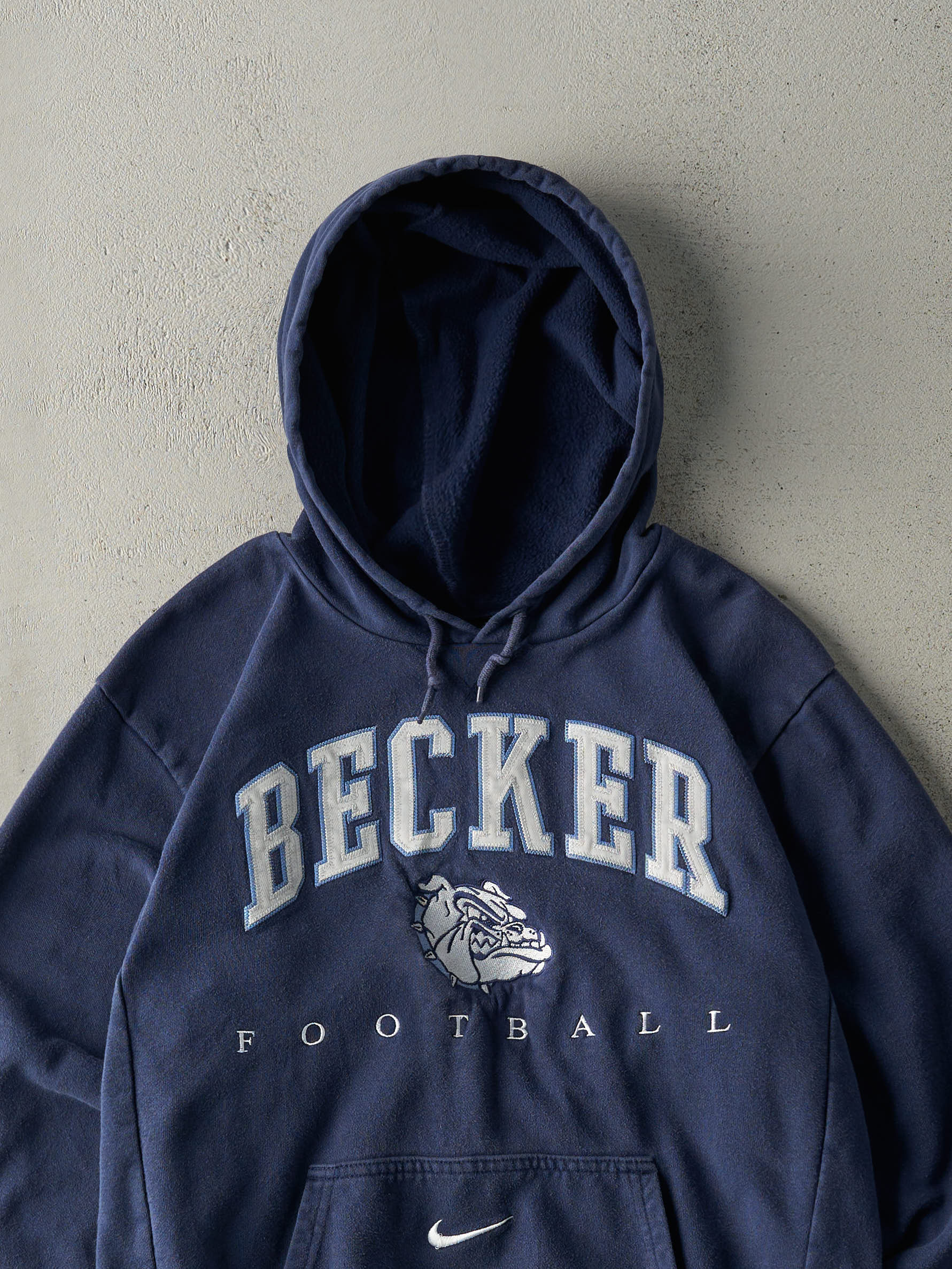 Vintage Y2K Navy Blue Becker Football Nike Swoosh Hoodie (M)