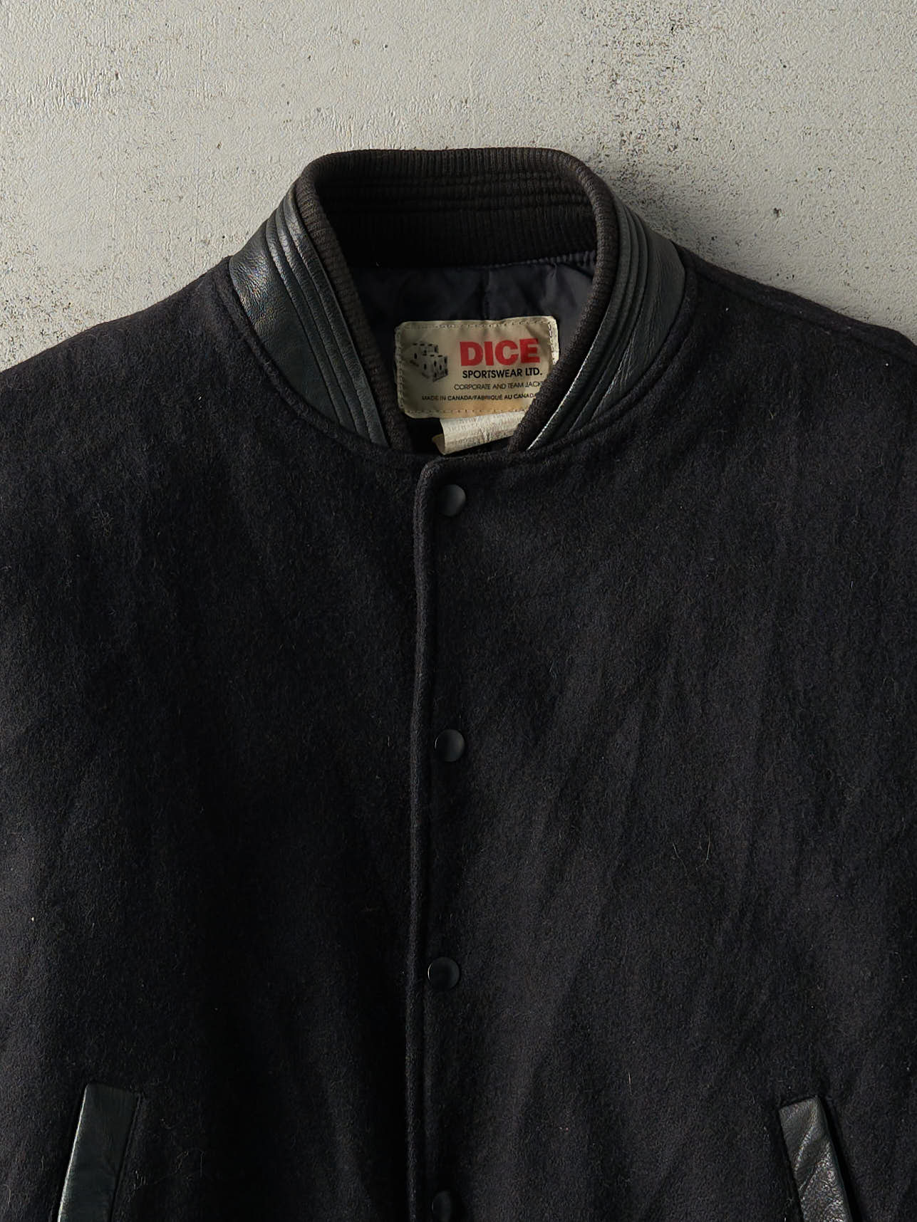 Vintage 90s Black Blank Varsity Jacket (M/L)
