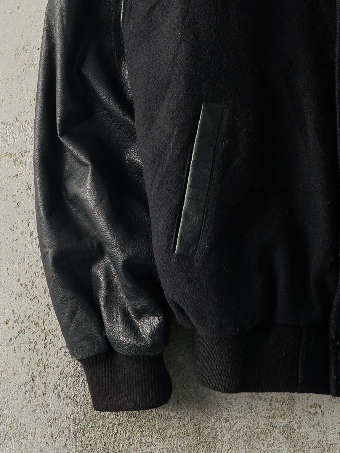 Vintage 90s Black Blank Varsity Jacket (M/L)
