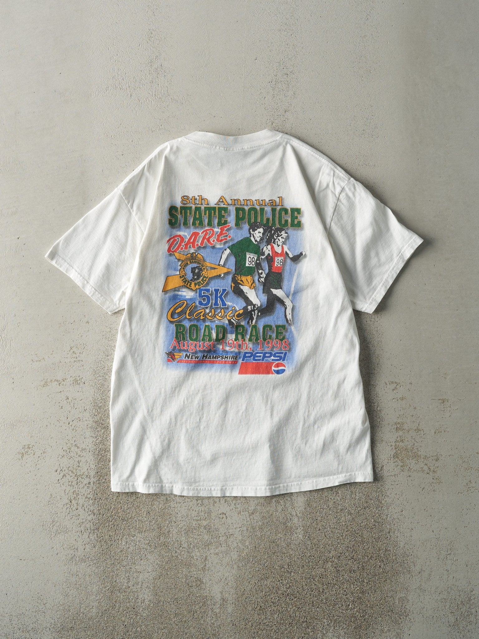 Vintage 98' White D.A.R.E. 5K Road Race Tee (M)