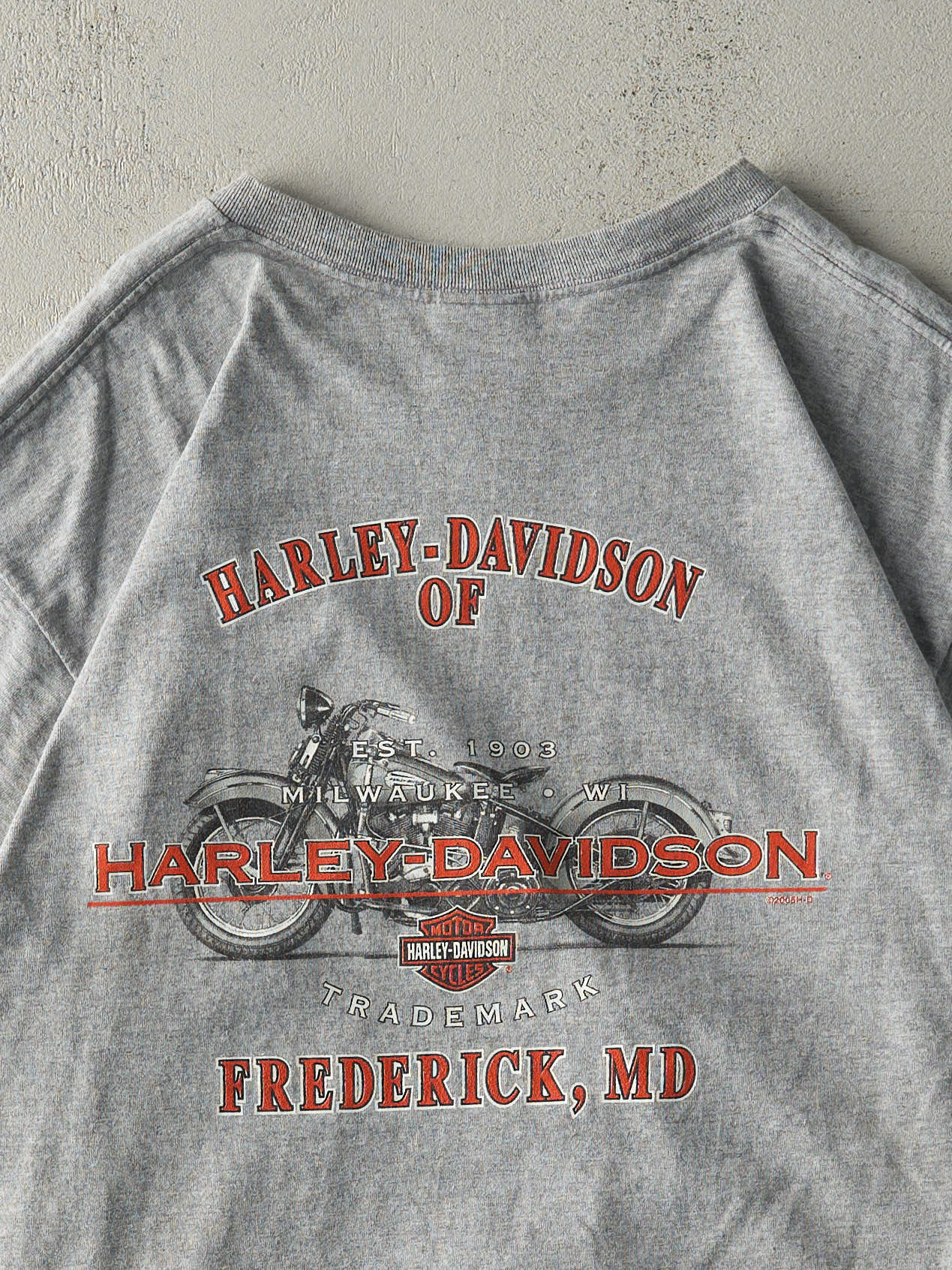 Vintage 07' Grey Frederick MD Harley Davidson Pocket Tee (M/L)