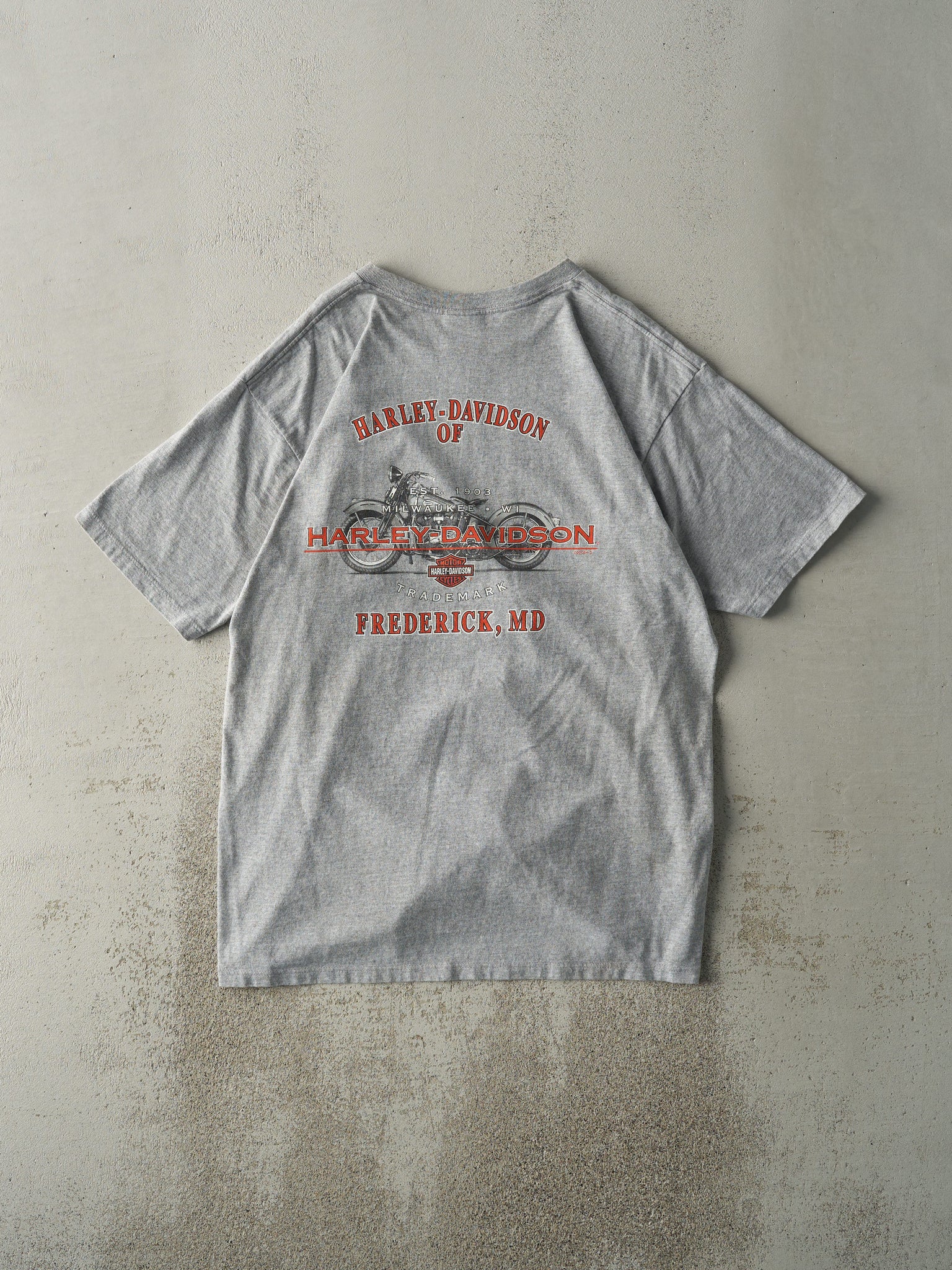 Vintage 07' Grey Frederick MD Harley Davidson Pocket Tee (M/L)