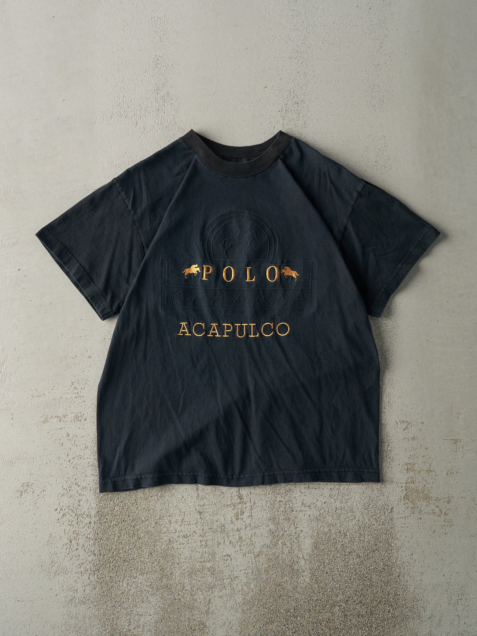 Vintage 90s Faded Black Polo Acapulco Bootleg Tee (M)