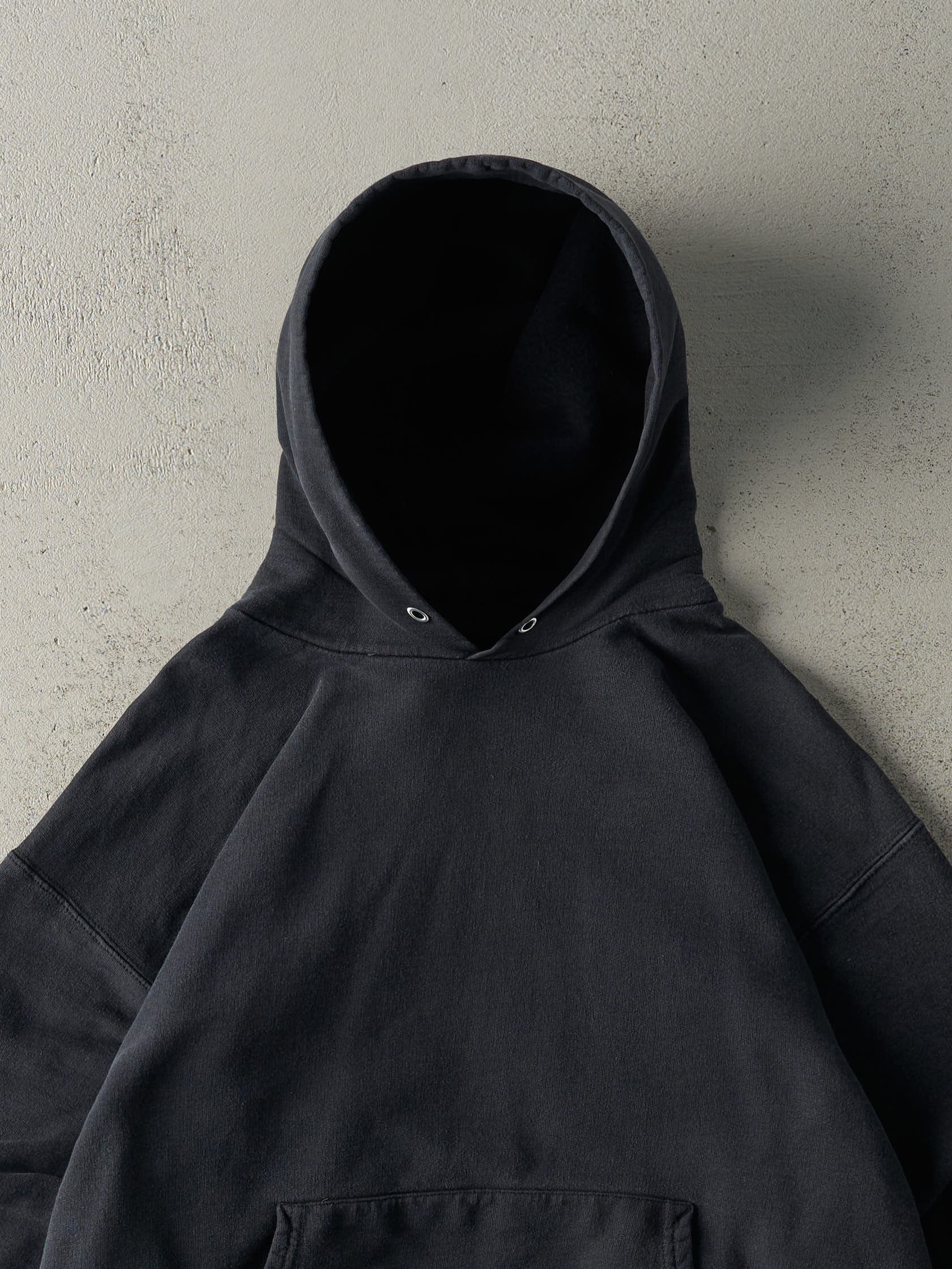Vintage 90s Faded Black Blank Hoodie (M)