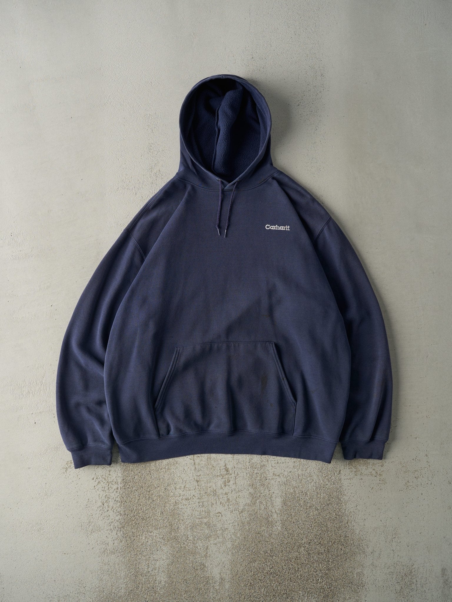 Vintage 90s Navy Blue Carhartt Embroidered Hoodie (XXL)