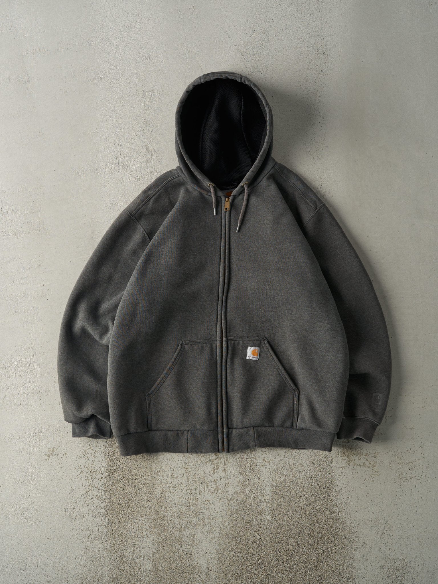 Vintage Y2K Charcoal Grey Carhartt Rain Defender Heavyweight Zip Up Hoodie (L/XL)
