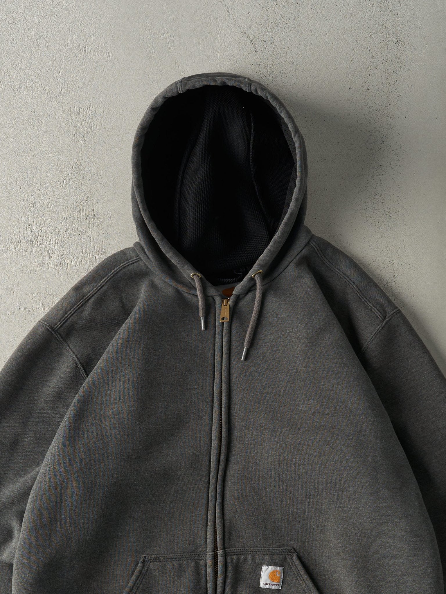 Vintage Y2K Charcoal Grey Carhartt Rain Defender Heavyweight Zip Up Hoodie (L/XL)
