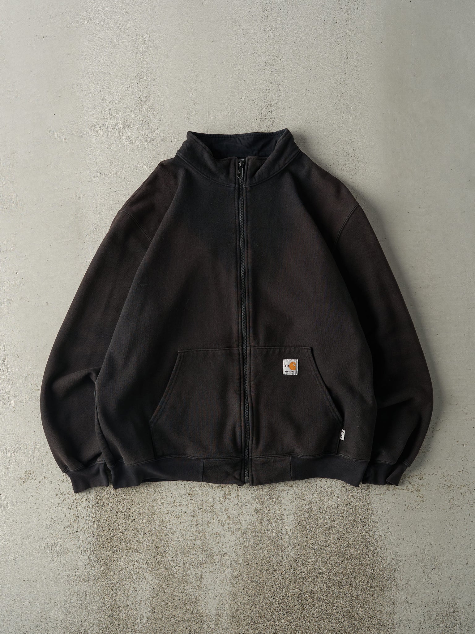 Vintage Y2K Black Carhartt Fire Resistant Zip Up Sweatshirt (L/XL)