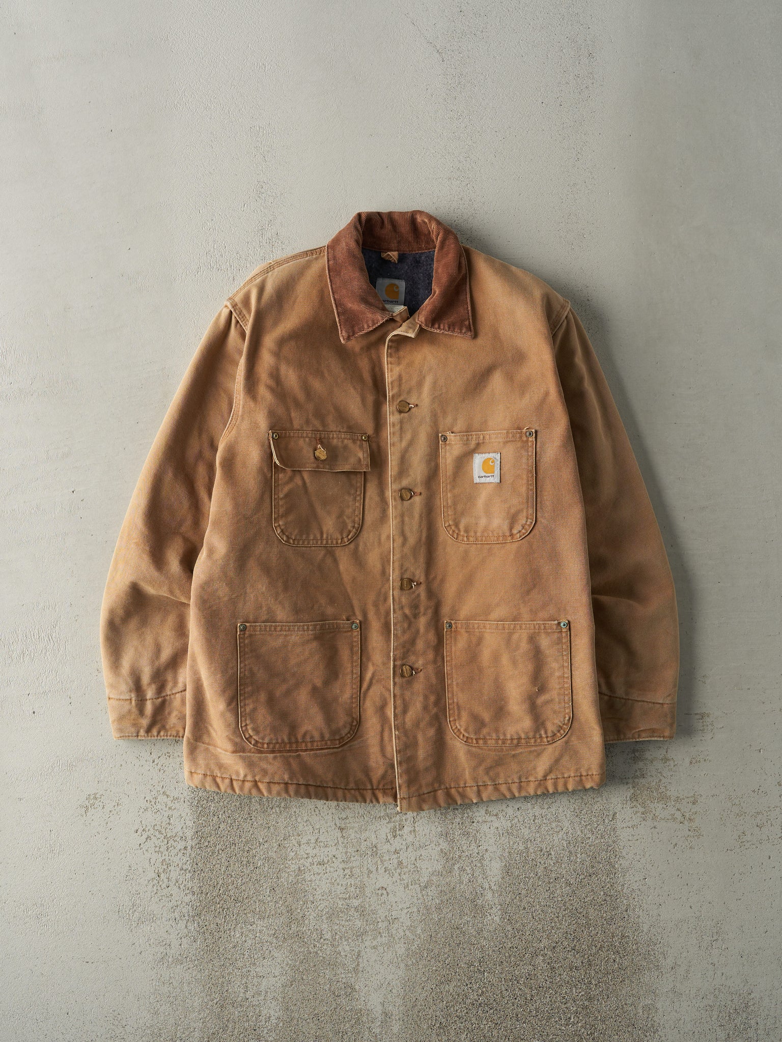 Vintage 90s Camel Carhartt Blanket Lined Chore Jacket (M)