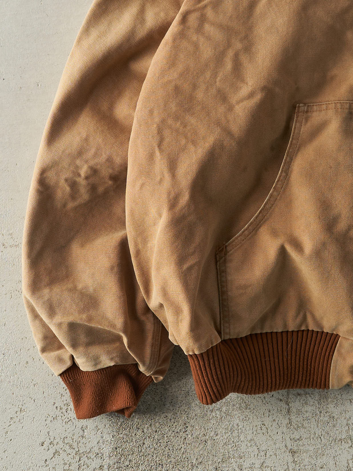 Vintage Y2K Beige Embroidered Carhartt Hooded Workwear Jacket (XXL)
