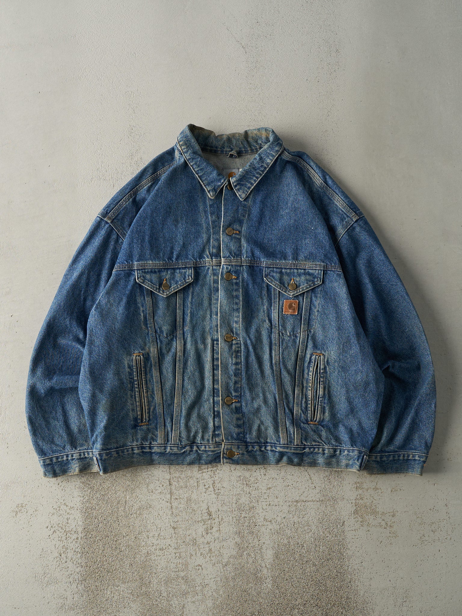 Vintage 90s Mid Wash Carhartt Trucker Denim Jacket (XXL)