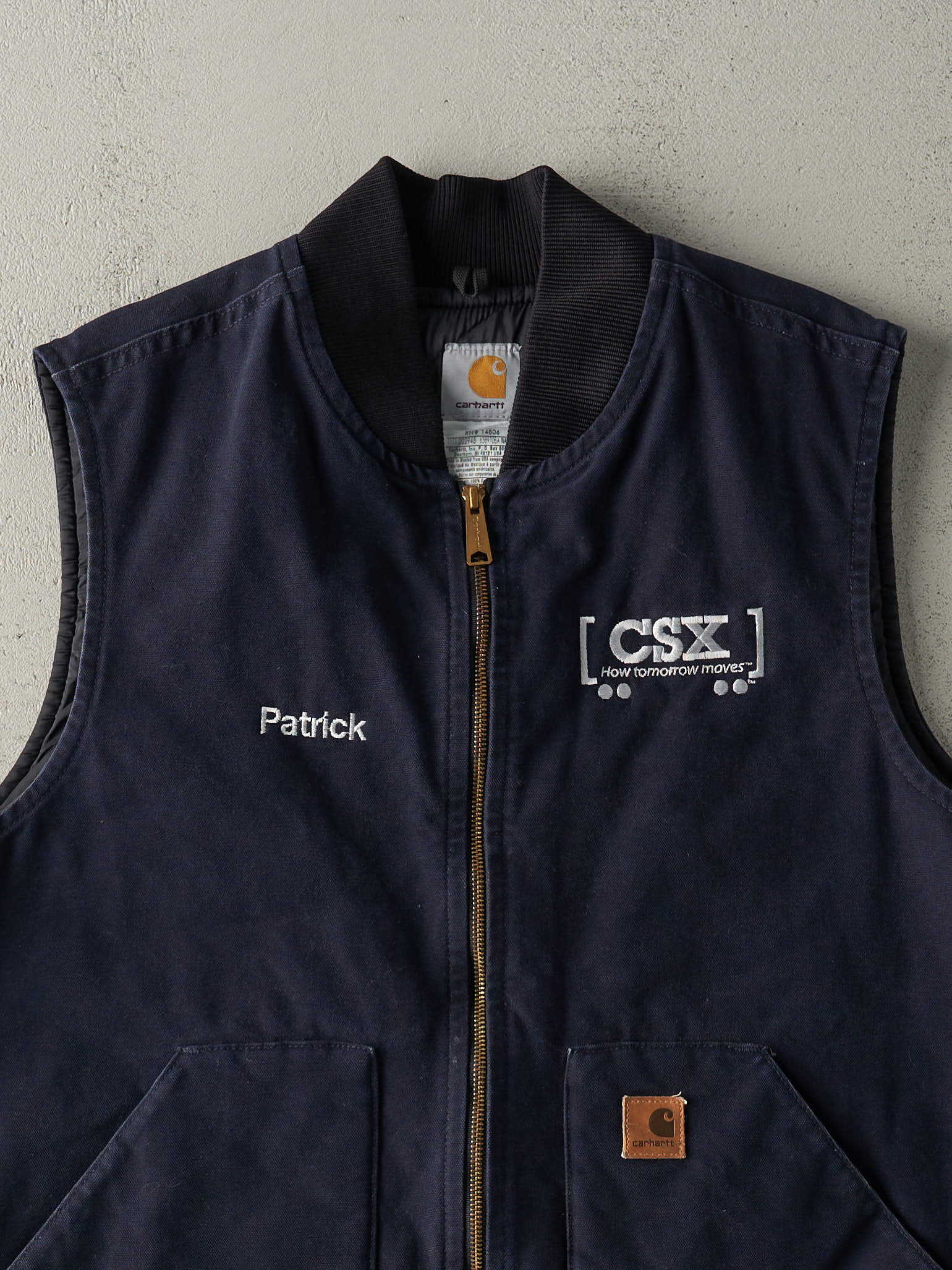 Vintage Y2K Navy Blue Embroidered Carhartt Vest (L)
