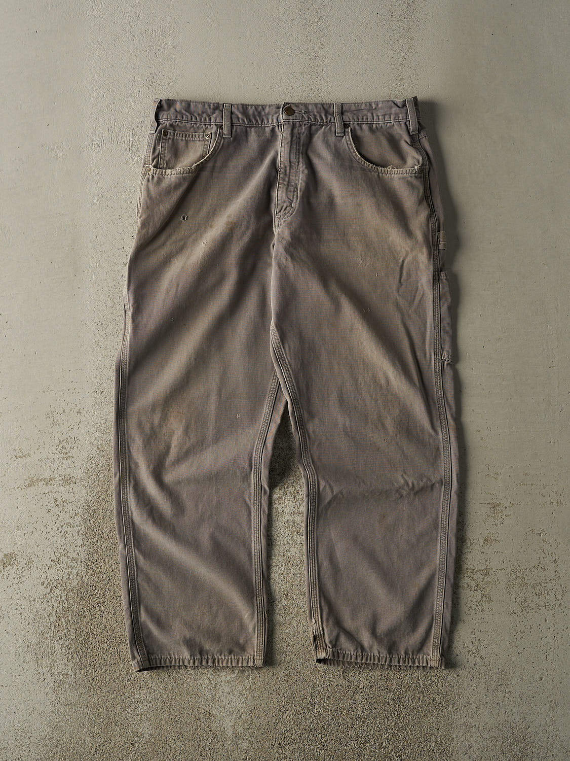 Vintage 90s Faded Grey Carhartt Carpenter Pants (37x29.5)