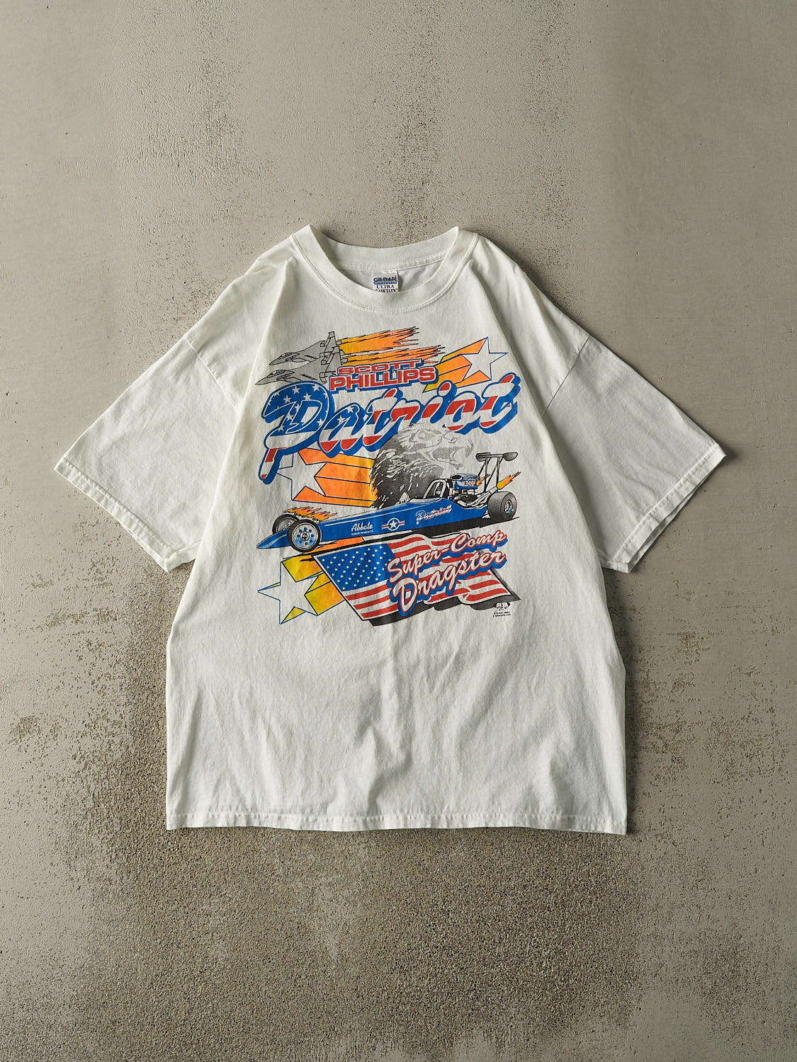 Vintage Y2K White Scott Phillips Racing Tee (L/XL)