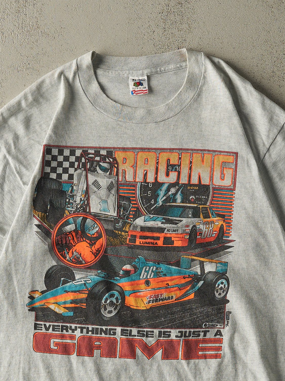 Vintage 92' Heather Grey Racing Tee (XL)