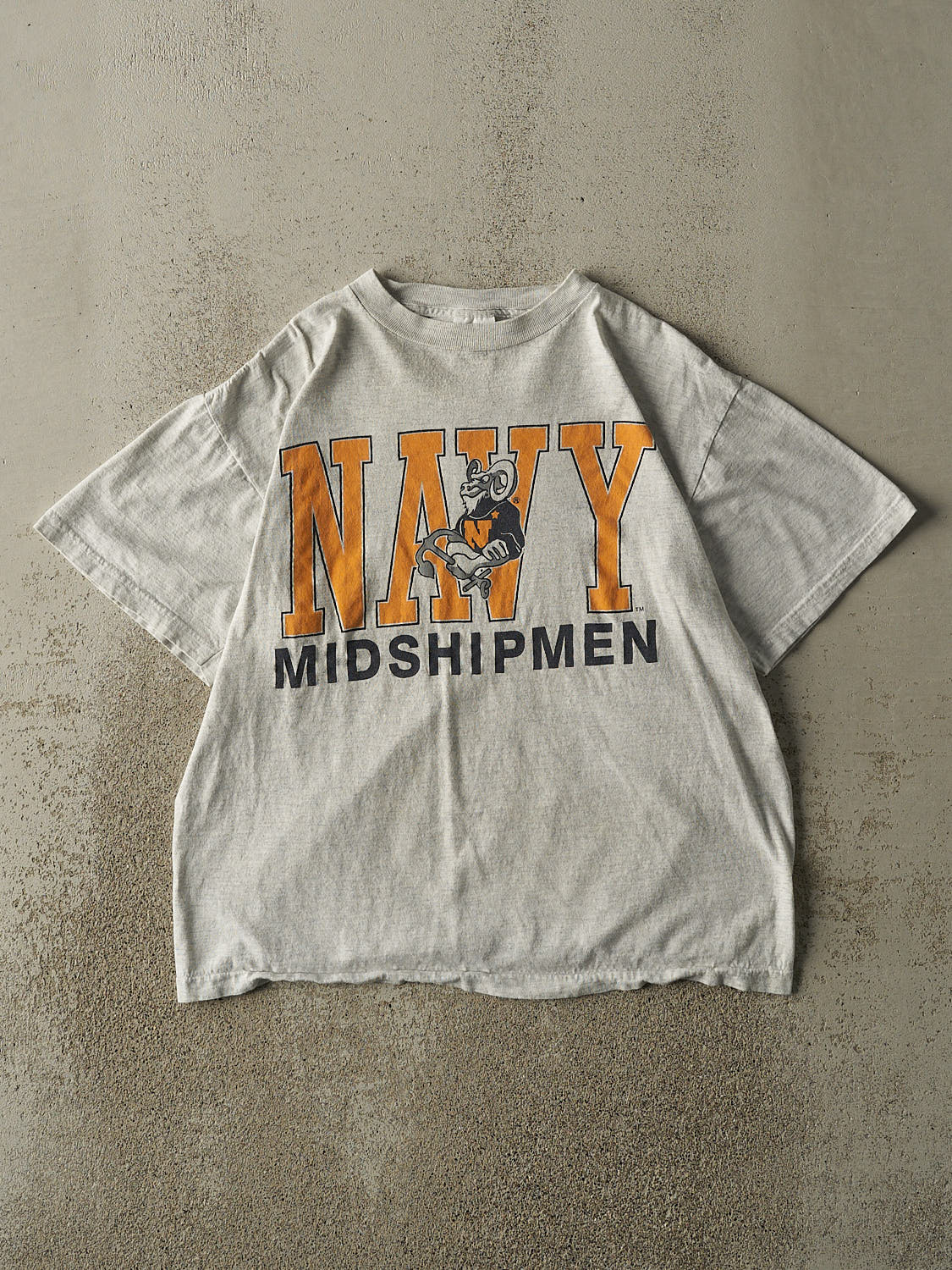 Vintage 90s Heather Grey US Navy Midshipmen Tee (M/L)