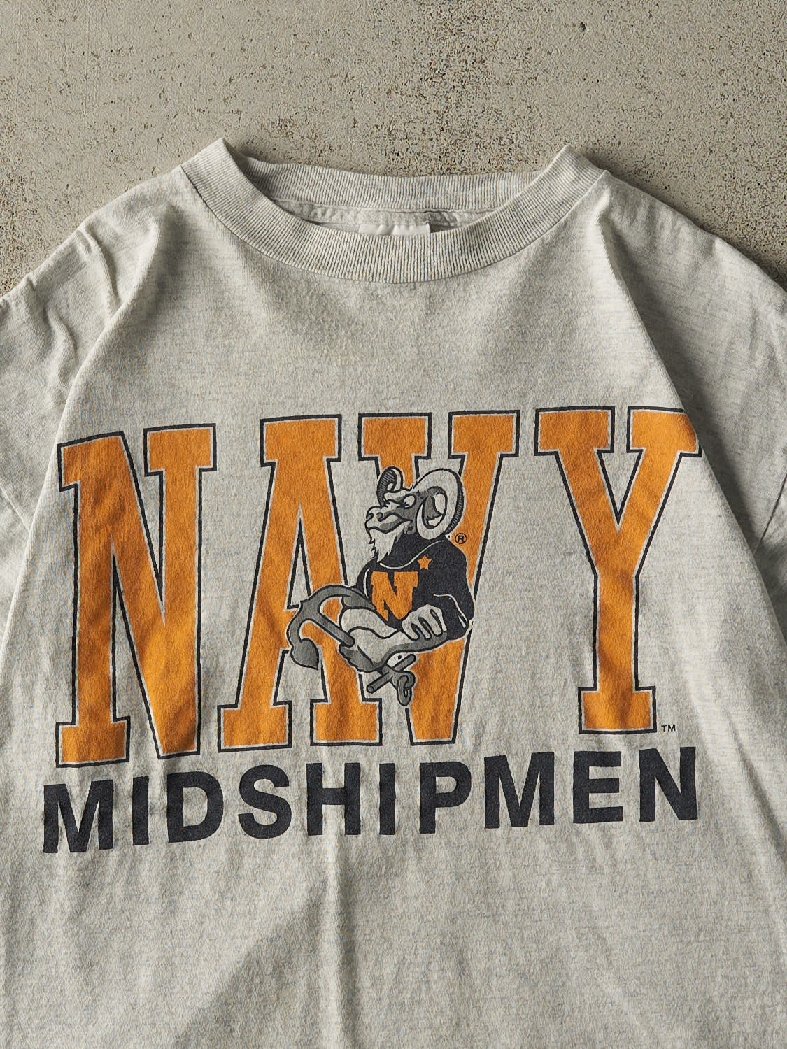 Vintage 90s Heather Grey US Navy Midshipmen Tee (M/L)