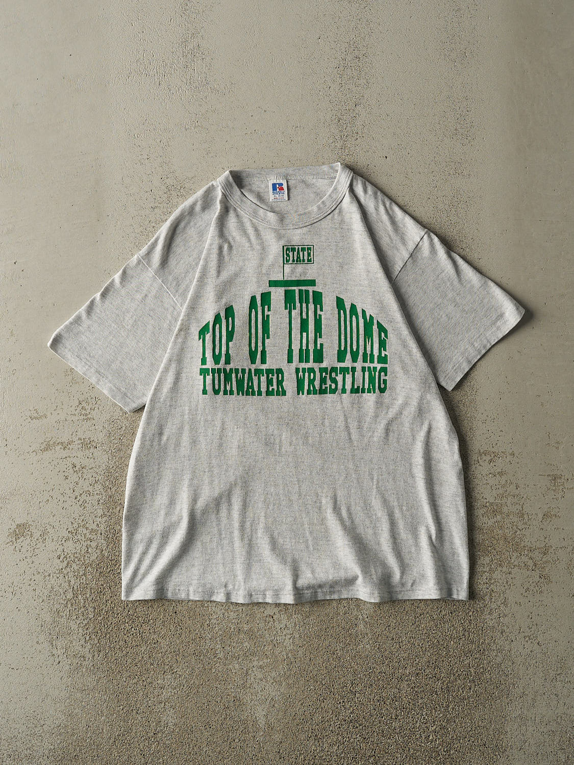 Vintage 80s Heather Grey Tumwater Wrestling Single Stitch Tee (L)