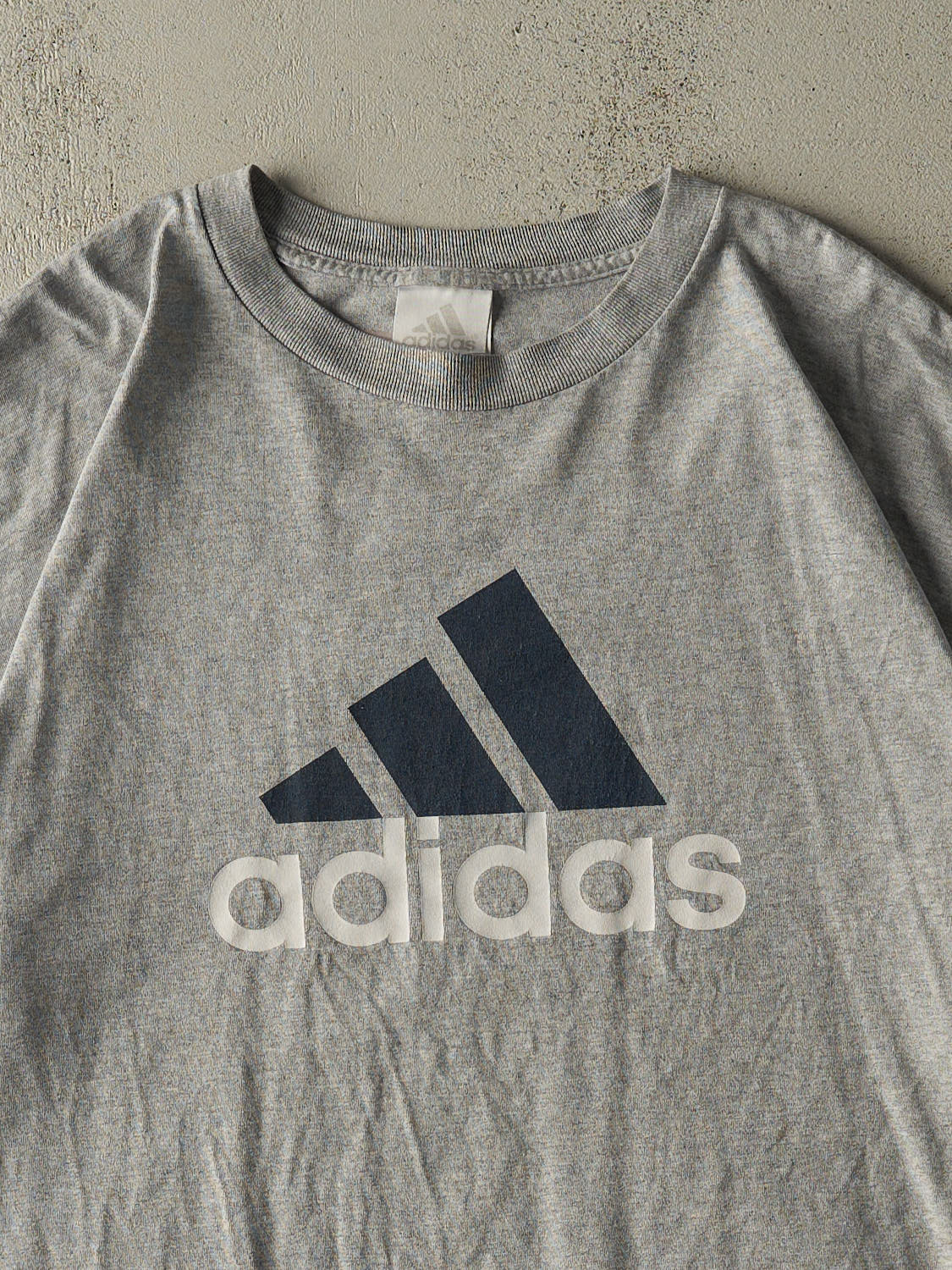 Vintage 90s Grey Adidas Logo Tee (XXL)