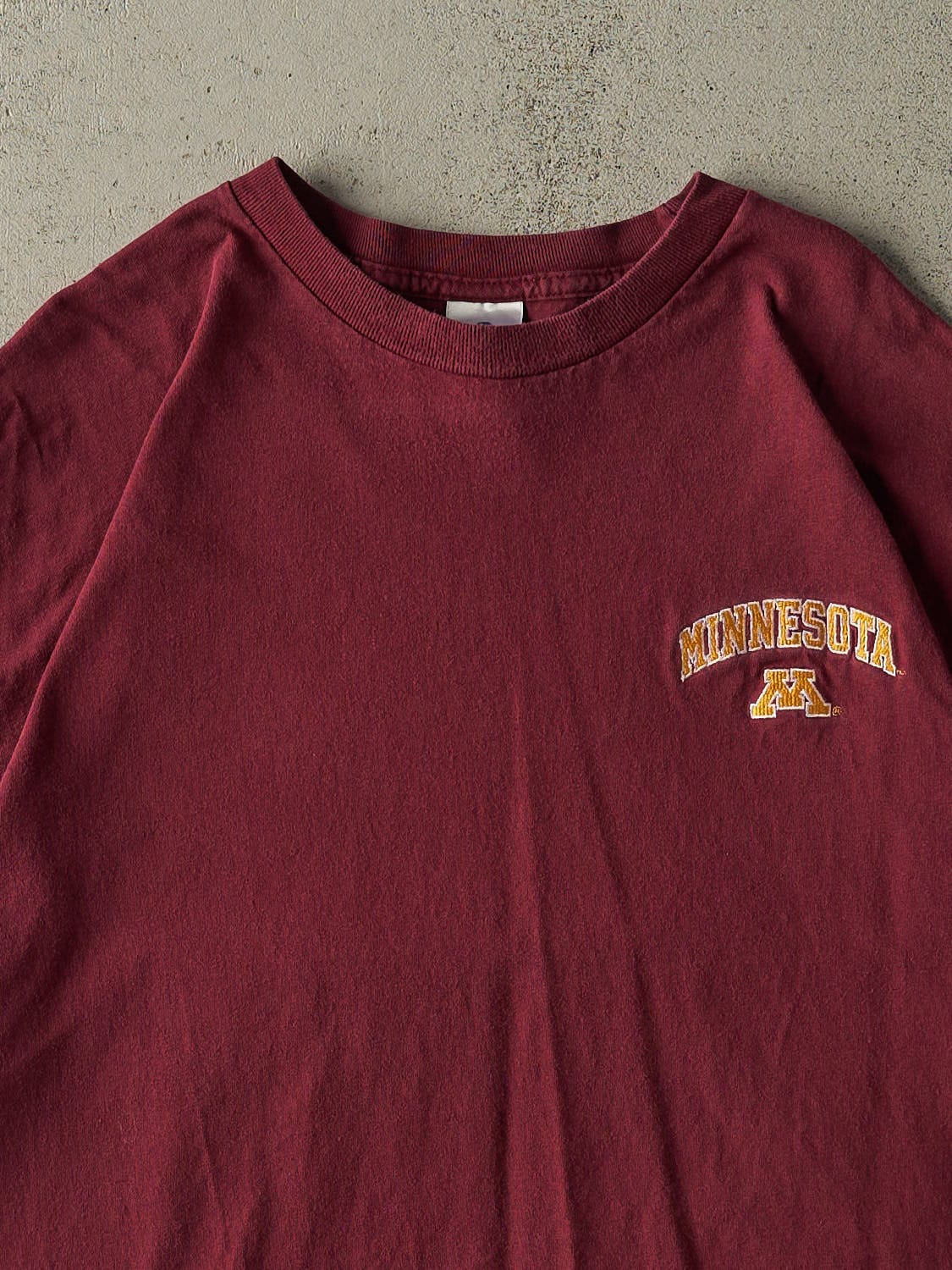 Vintage Y2K Burgundy University of Minnesota Embroidered Tee (XL)