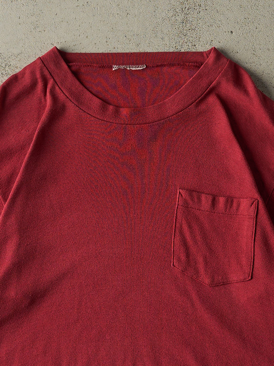 Vintage 80s Burgundy Blank Single Stitch Pocket Tee (XL)